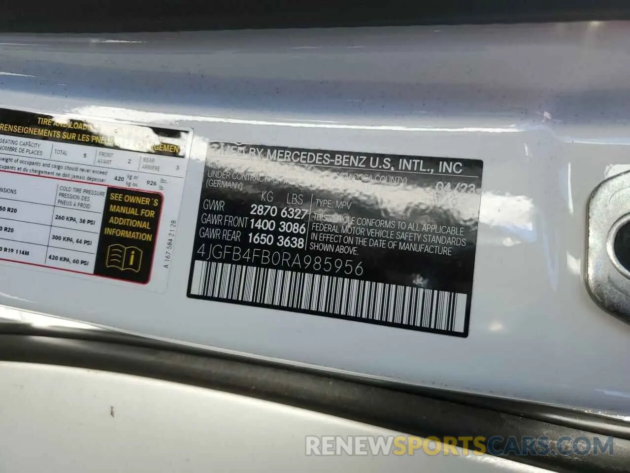 15 Photograph of a damaged car 4JGFB4FB0RA985956 MERCEDES-BENZ GLE-CLASS 2024