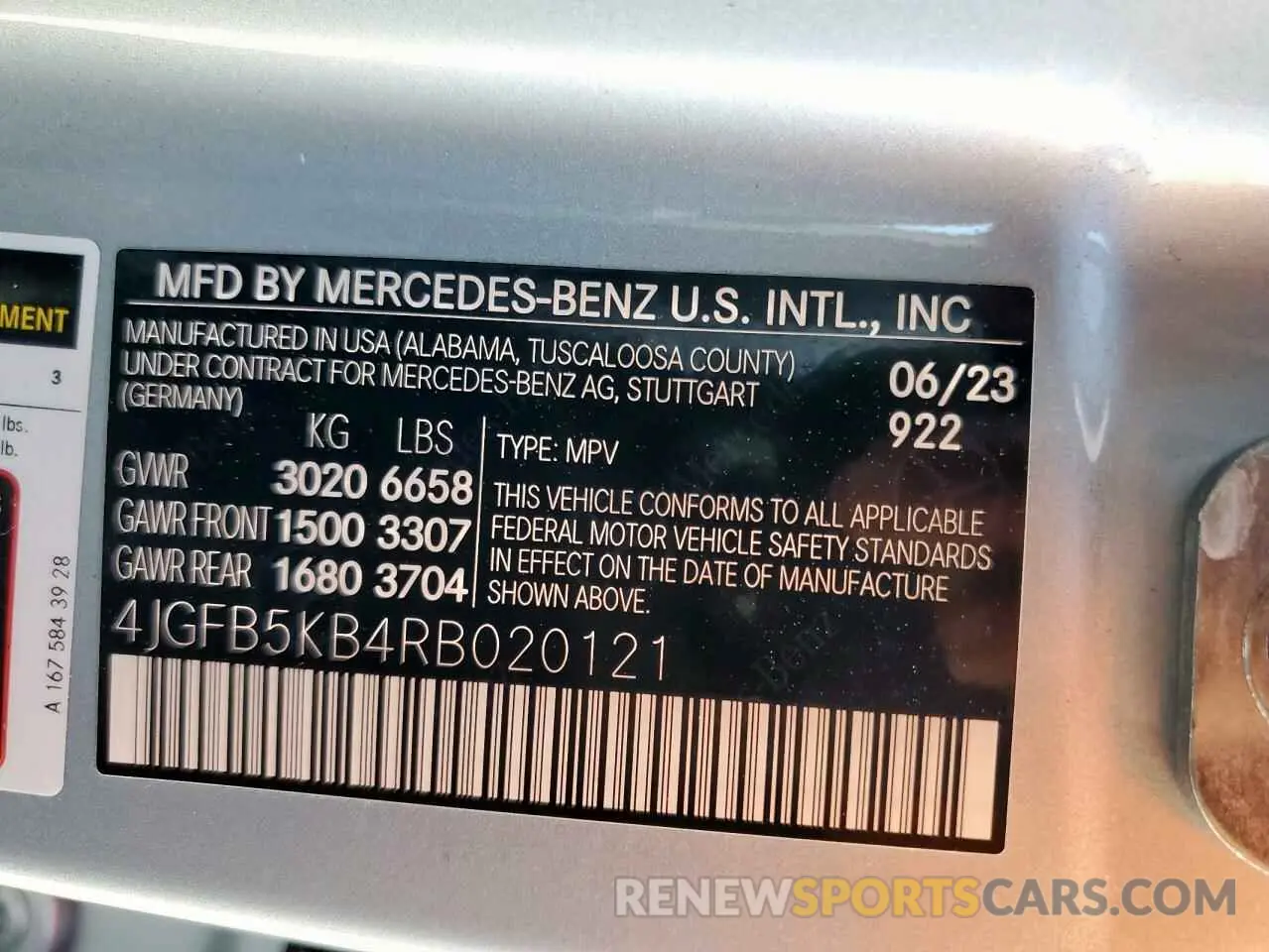 14 Photograph of a damaged car 4JGFB5KB4RB020121 MERCEDES-BENZ GLE-CLASS 2024