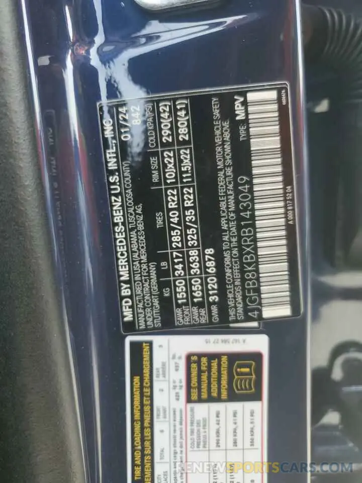 13 Photograph of a damaged car 4JGFB8KBXRB143049 MERCEDES-BENZ GLE-CLASS 2024