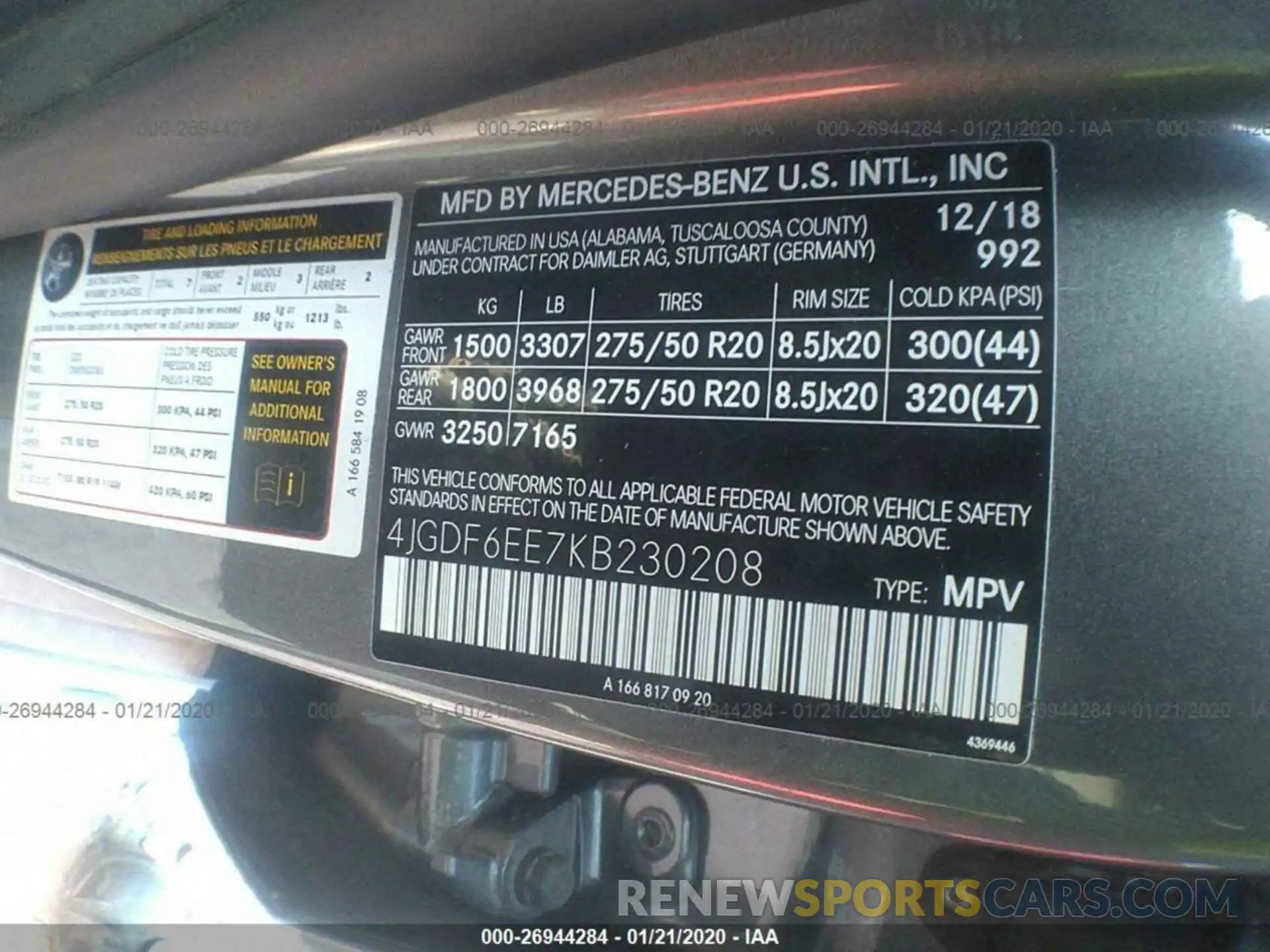 9 Photograph of a damaged car 4JGDF6EE7KB230208 MERCEDES-BENZ GLS 2019