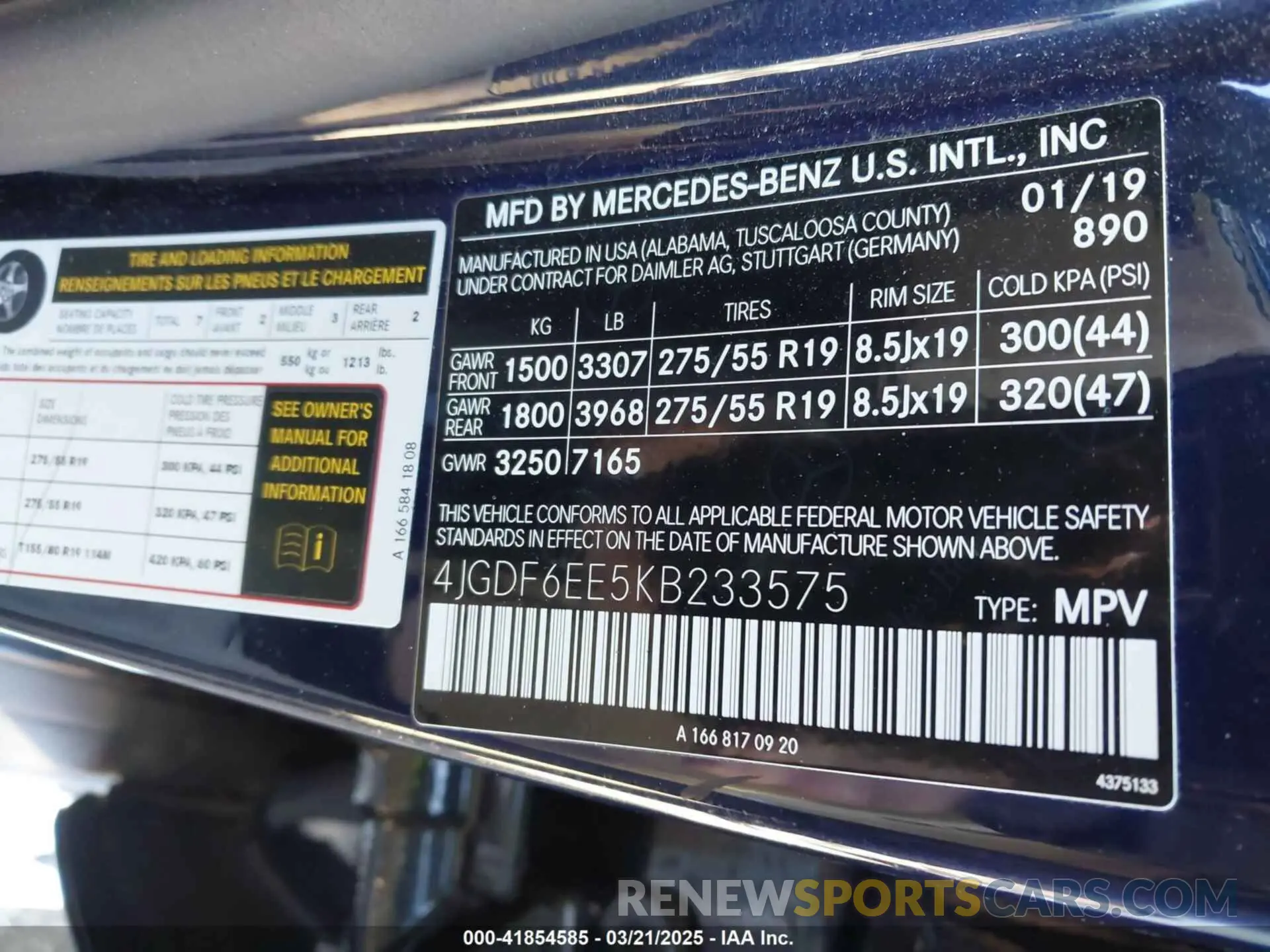 9 Photograph of a damaged car 4JGDF6EE5KB233575 MERCEDES-BENZ GLS 450 2019