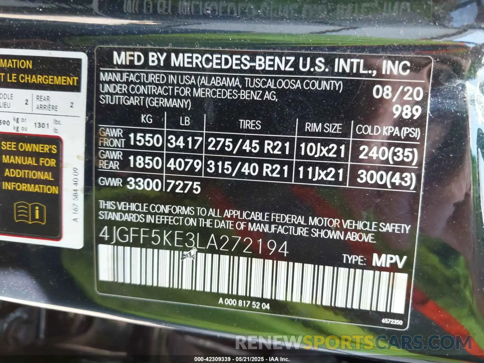 9 Photograph of a damaged car 4JGFF5KE3LA272194 MERCEDES-BENZ GLS 450 2020