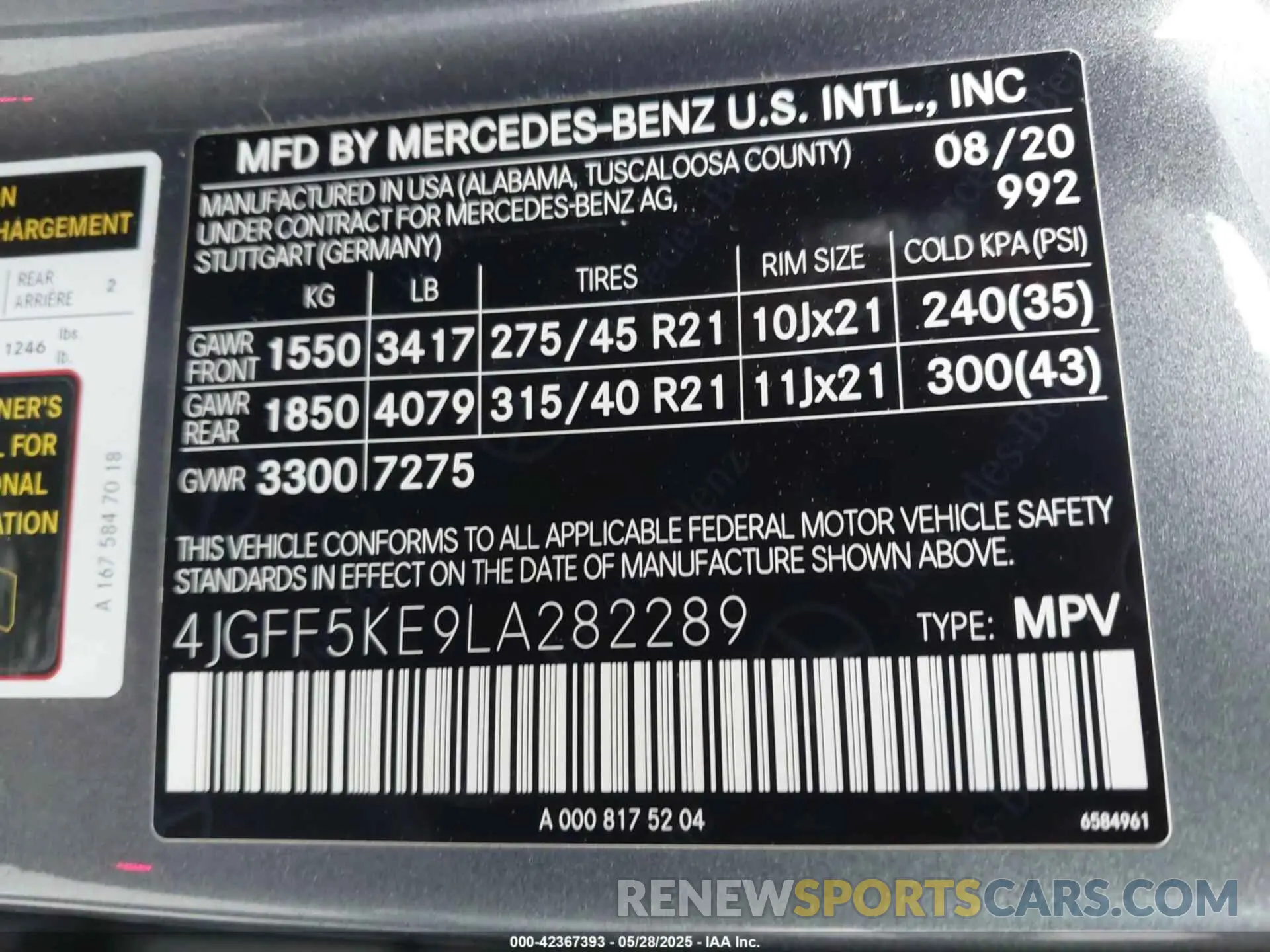 9 Photograph of a damaged car 4JGFF5KE9LA282289 MERCEDES-BENZ GLS 450 2020