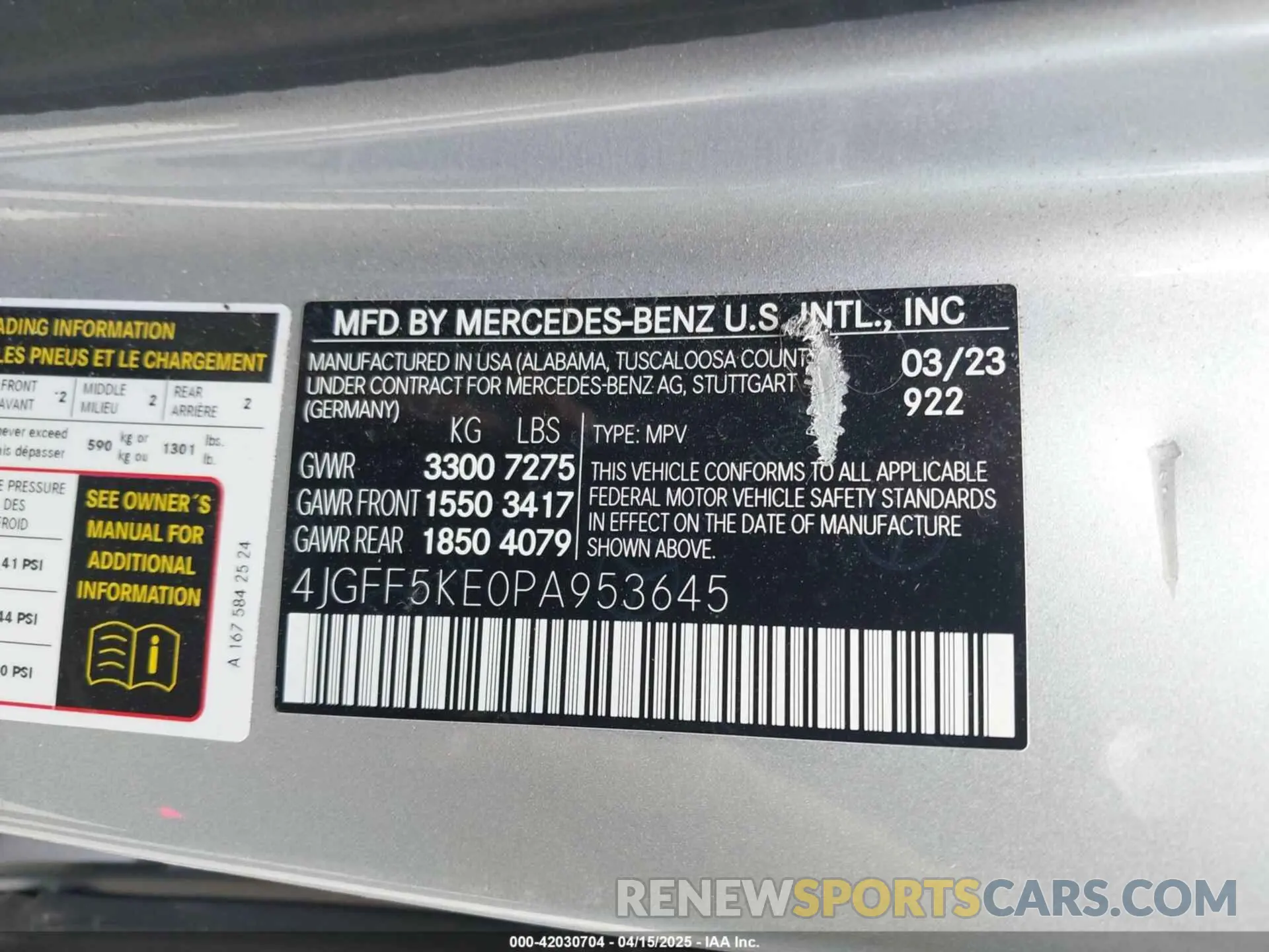 9 Photograph of a damaged car 4JGFF5KE0PA953645 MERCEDES-BENZ GLS 450 2023
