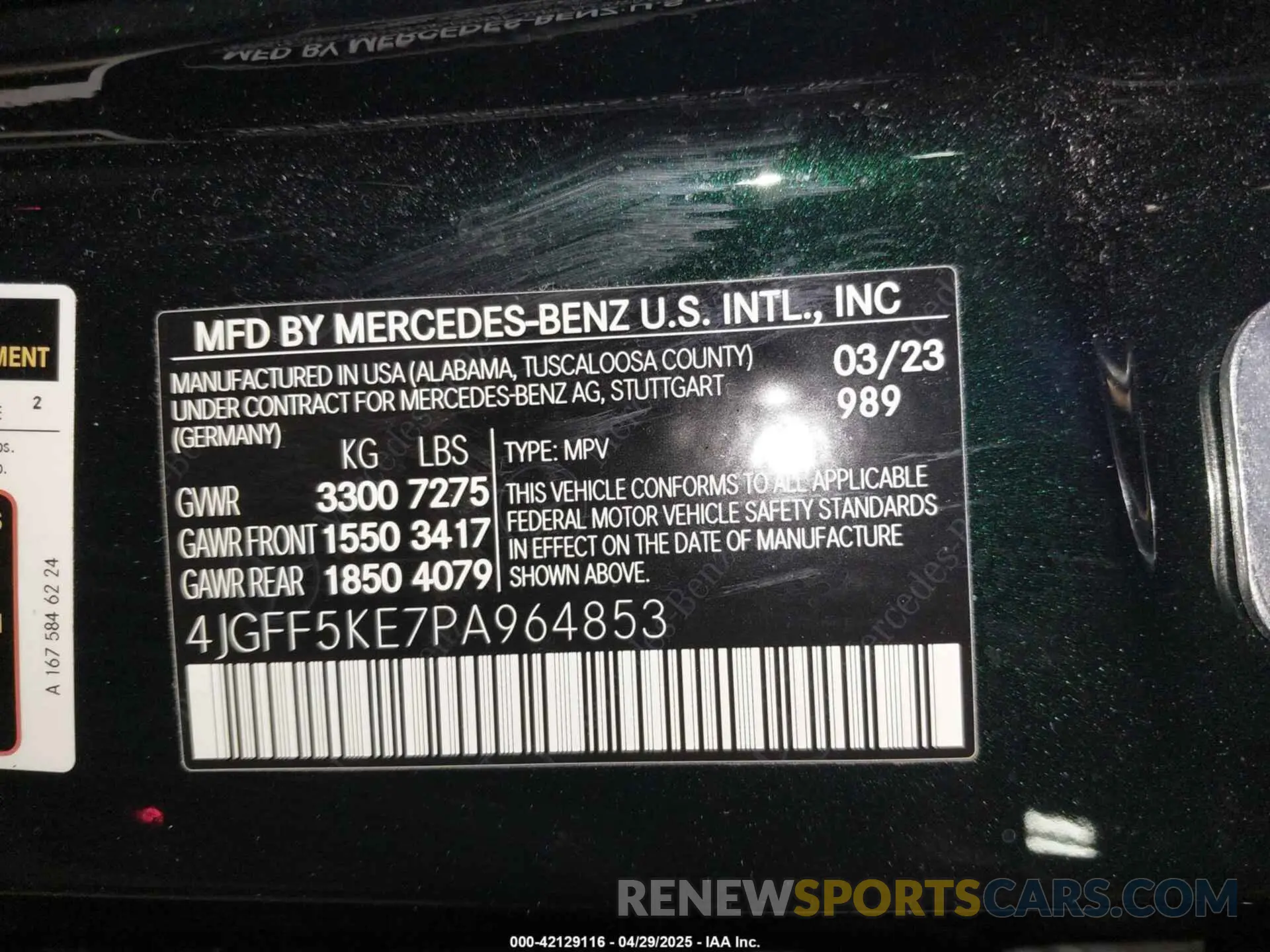9 Photograph of a damaged car 4JGFF5KE7PA964853 MERCEDES-BENZ GLS 450 2023