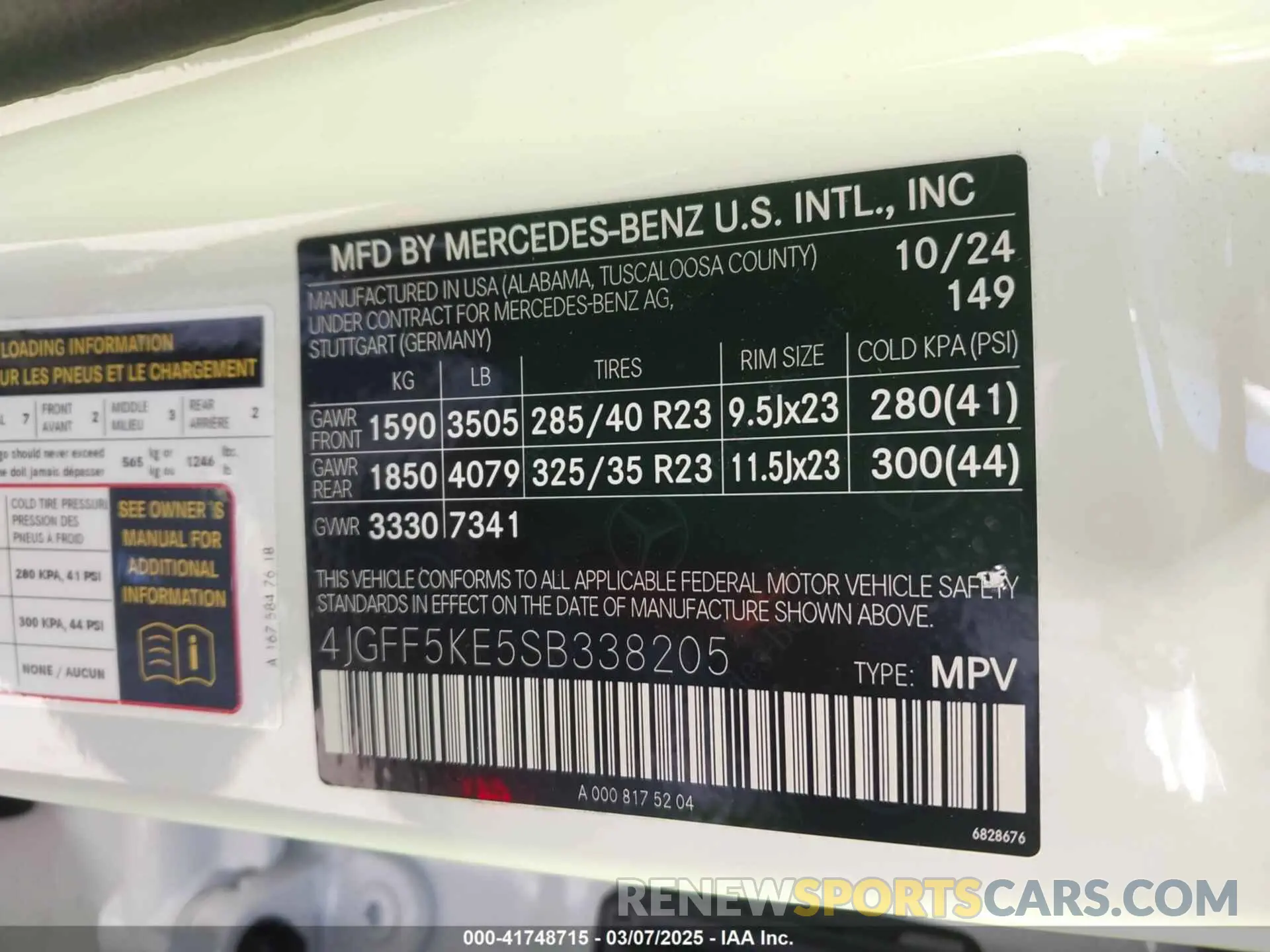 9 Photograph of a damaged car 4JGFF5KE5SB338205 MERCEDES-BENZ GLS 450 2025