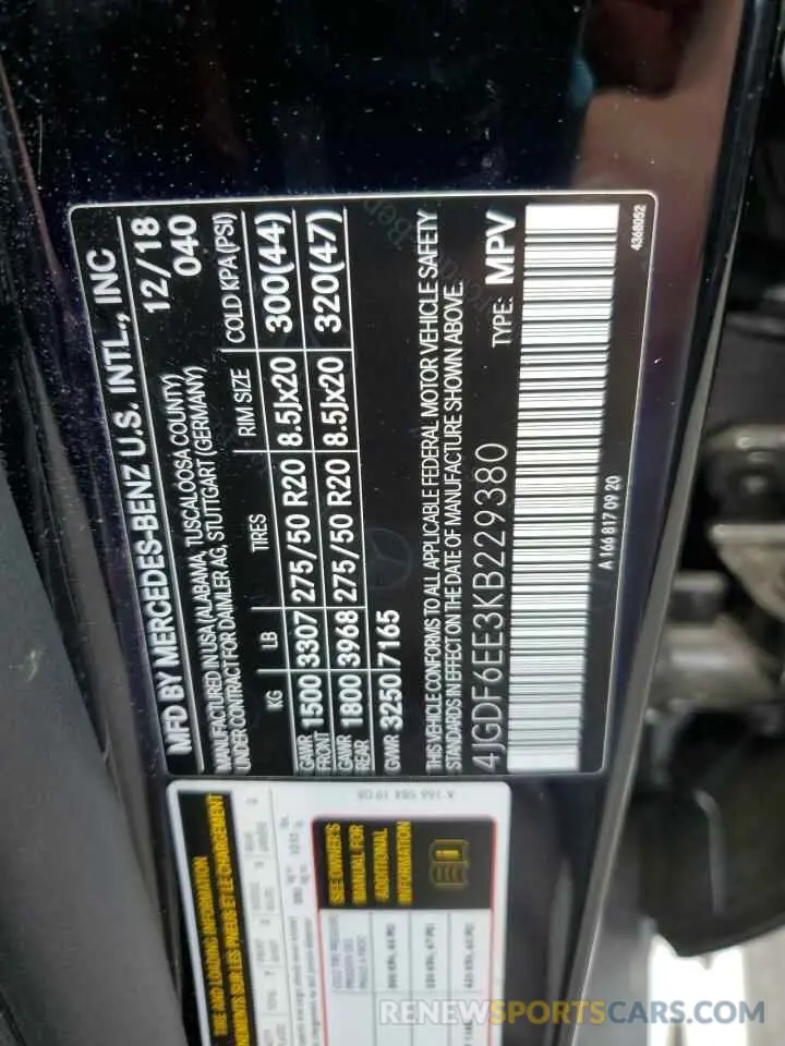 13 Photograph of a damaged car 4JGDF6EE3KB229380 MERCEDES-BENZ GLS-CLASS 2019