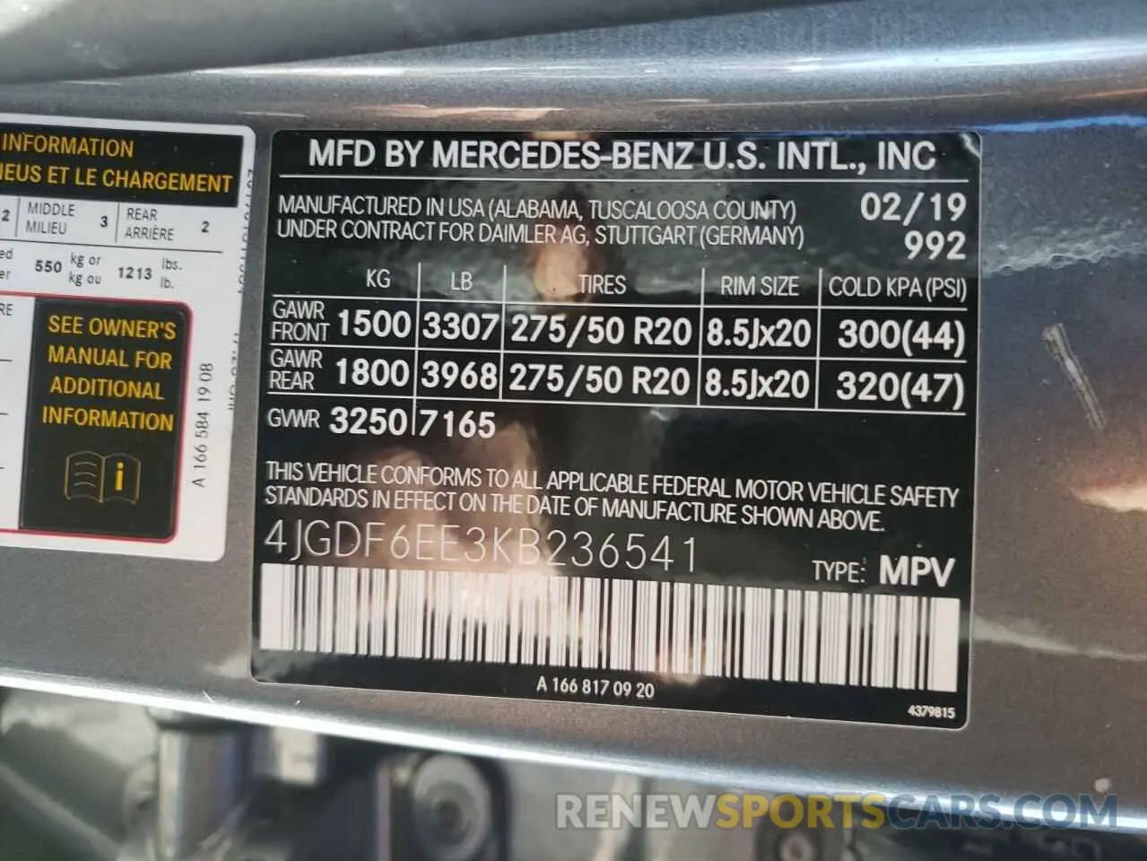 13 Photograph of a damaged car 4JGDF6EE3KB236541 MERCEDES-BENZ GLS-CLASS 2019