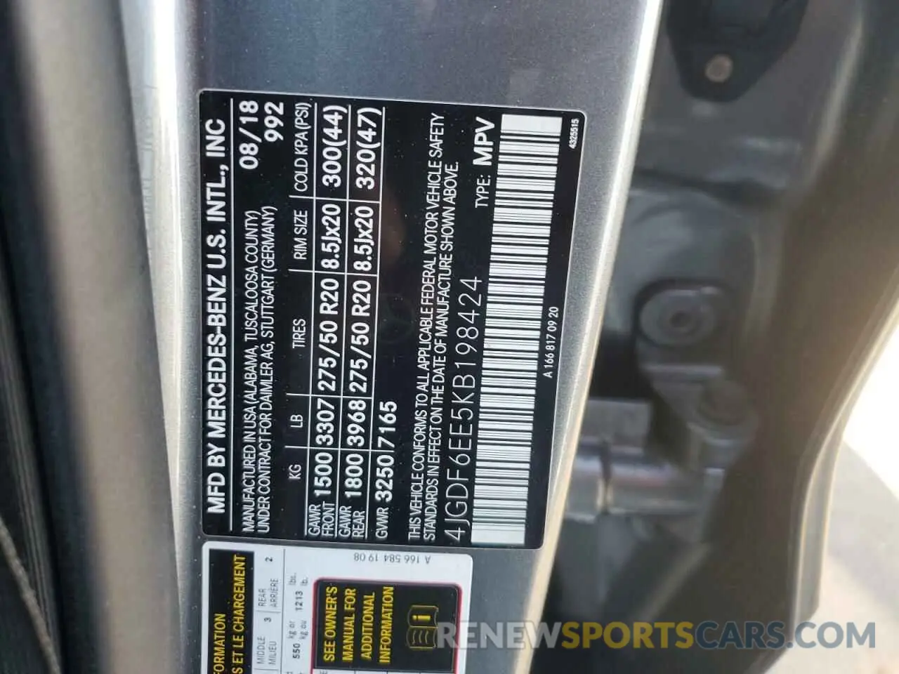 13 Photograph of a damaged car 4JGDF6EE5KB198424 MERCEDES-BENZ GLS-CLASS 2019