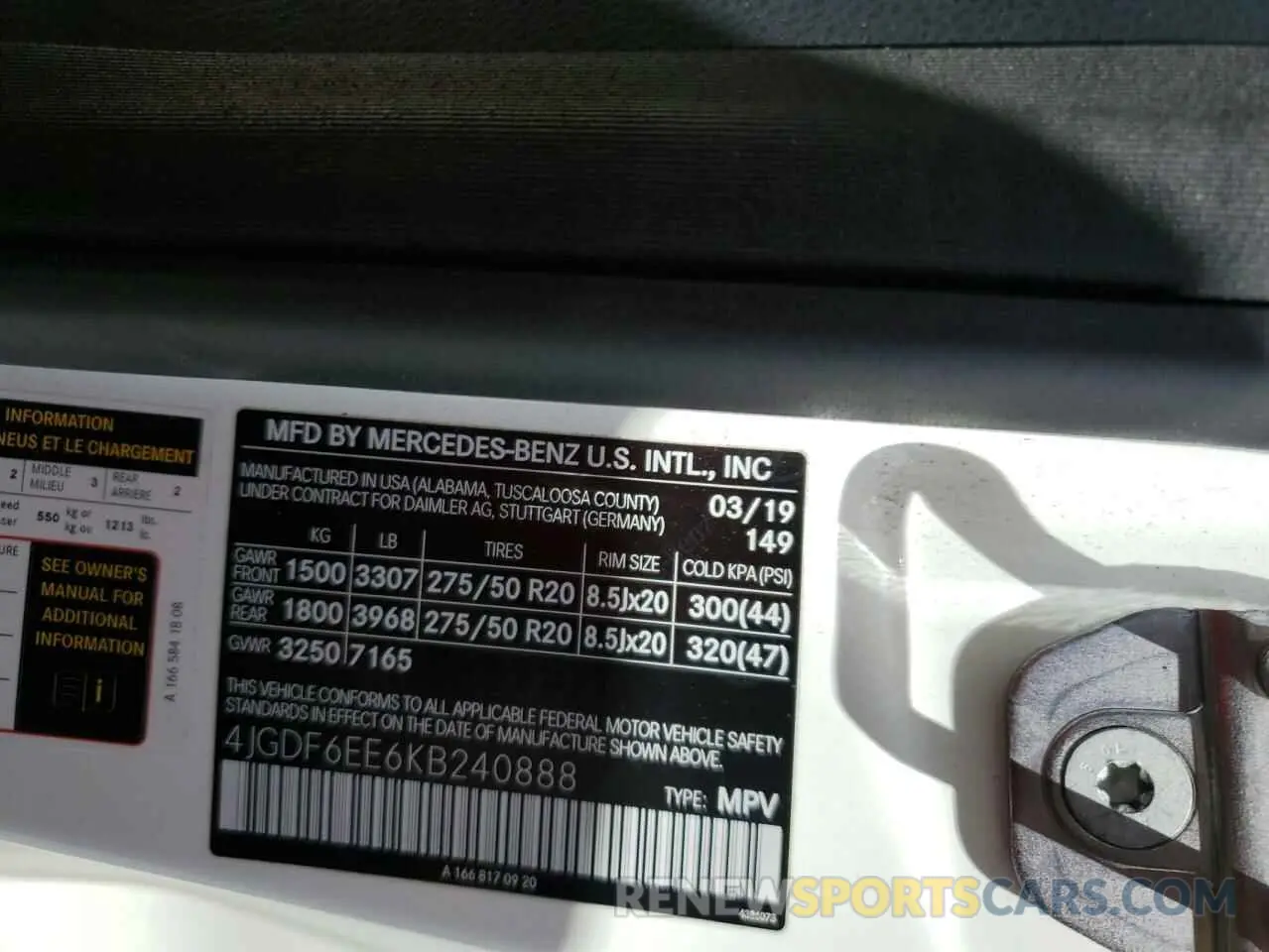 12 Photograph of a damaged car 4JGDF6EE6KB240888 MERCEDES-BENZ GLS-CLASS 2019