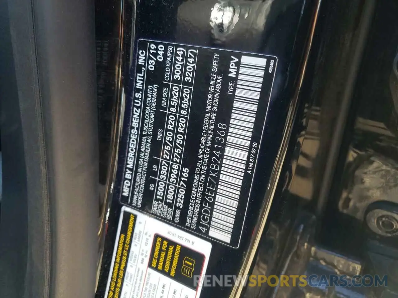 13 Photograph of a damaged car 4JGDF6EE7KB241368 MERCEDES-BENZ GLS-CLASS 2019