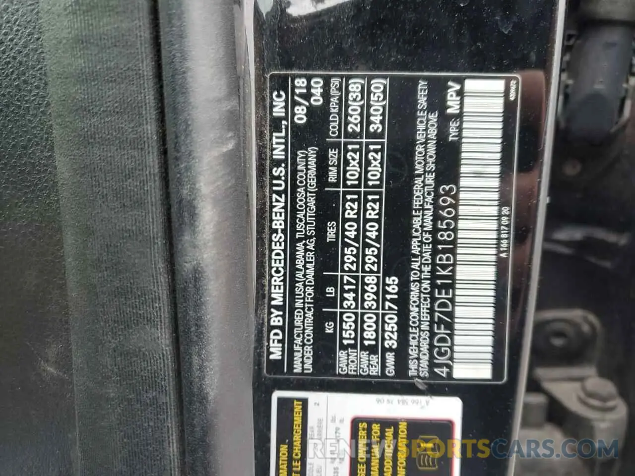 13 Photograph of a damaged car 4JGDF7DE1KB185693 MERCEDES-BENZ GLS-CLASS 2019