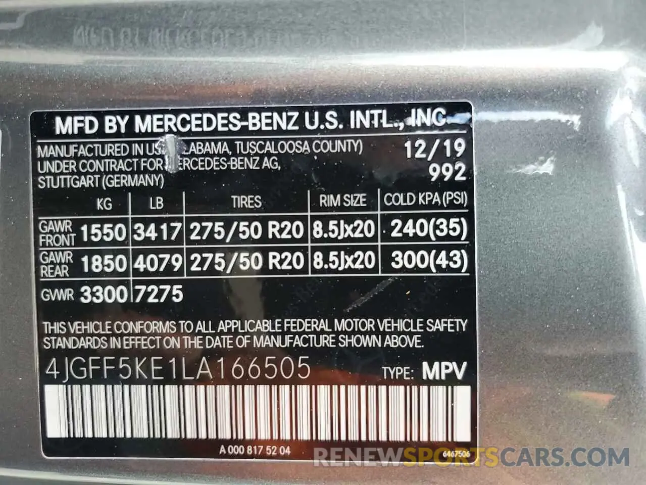 13 Photograph of a damaged car 4JGFF5KE1LA166505 MERCEDES-BENZ GLS-CLASS 2020