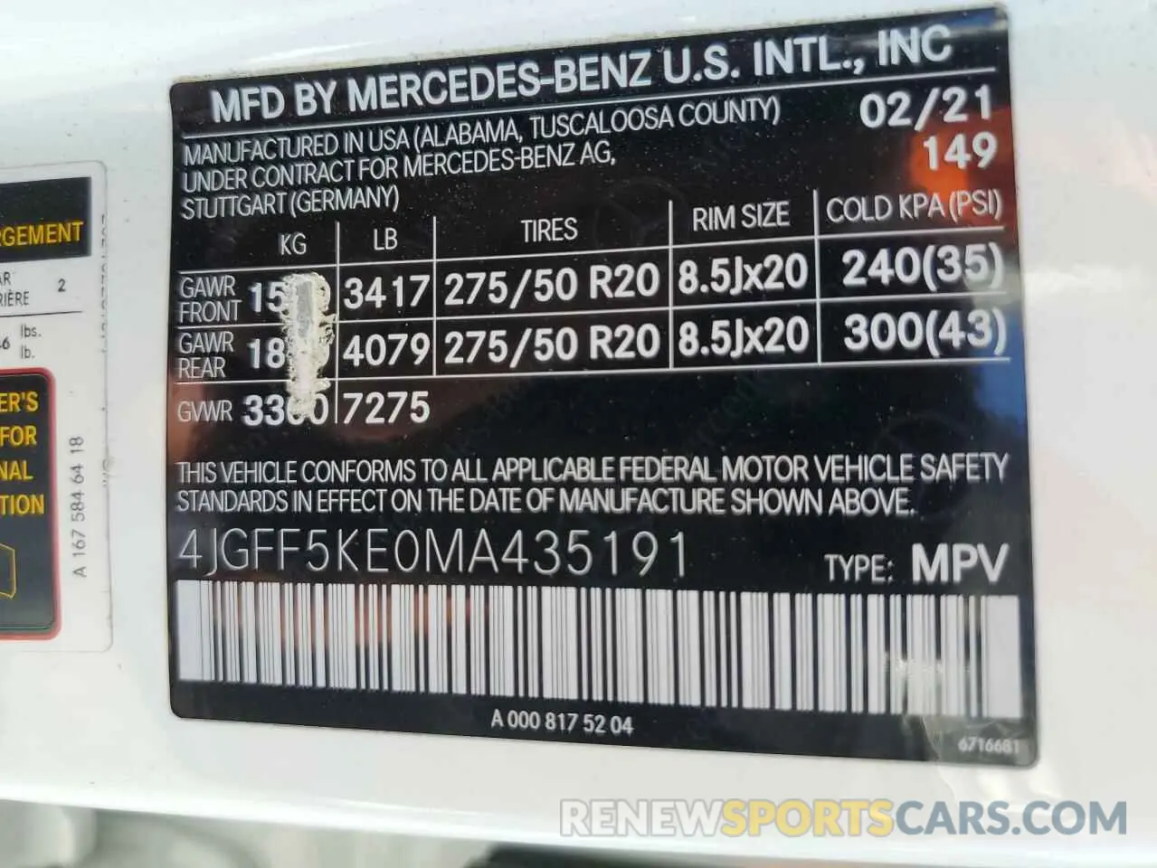 13 Photograph of a damaged car 4JGFF5KE0MA435191 MERCEDES-BENZ GLS-CLASS 2021