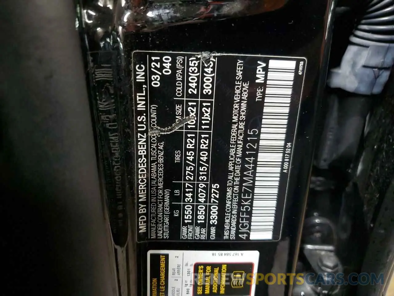 12 Photograph of a damaged car 4JGFF5KE7MA441215 MERCEDES-BENZ GLS-CLASS 2021