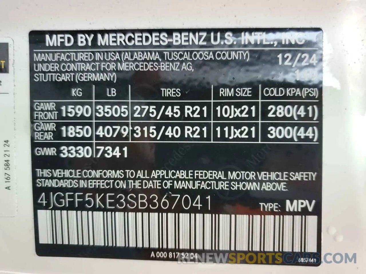 13 Photograph of a damaged car 4JGFF5KE3SB367041 MERCEDES-BENZ GLS-CLASS 2025