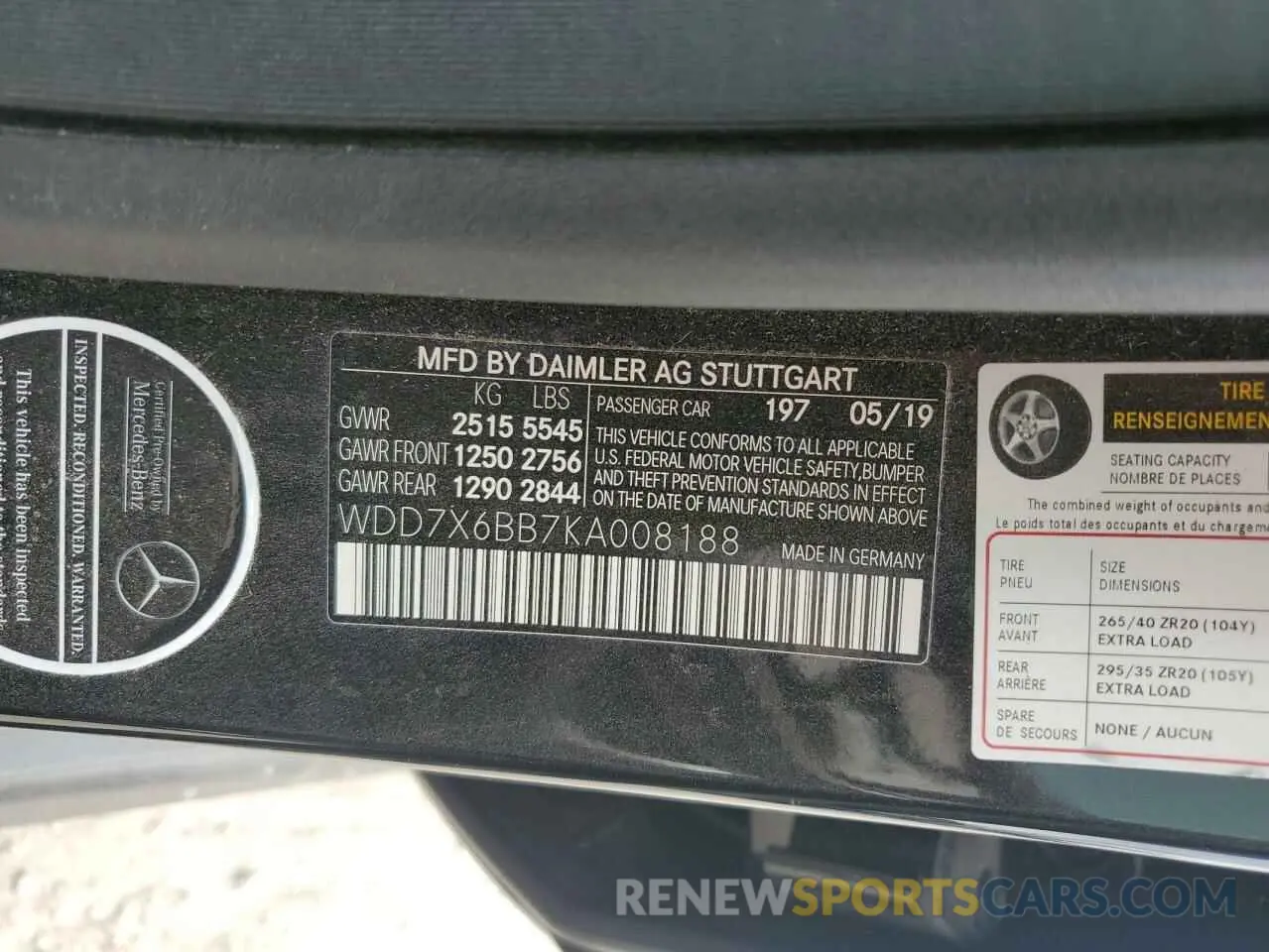 13 Photograph of a damaged car WDD7X6BB7KA008188 MERCEDES-BENZ GT-CLASS 2019