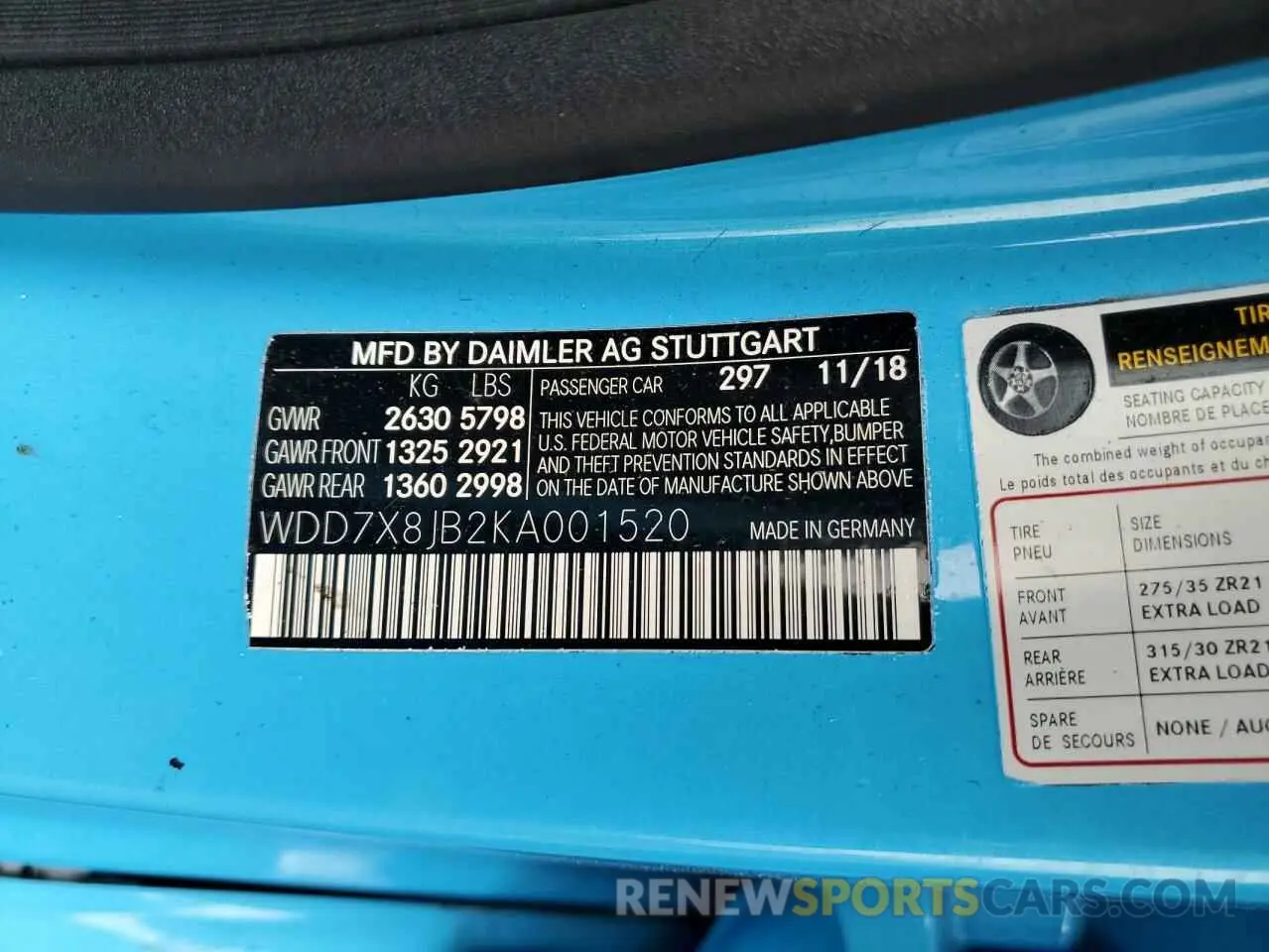 13 Photograph of a damaged car WDD7X8JB2KA001520 MERCEDES-BENZ GT-CLASS 2019