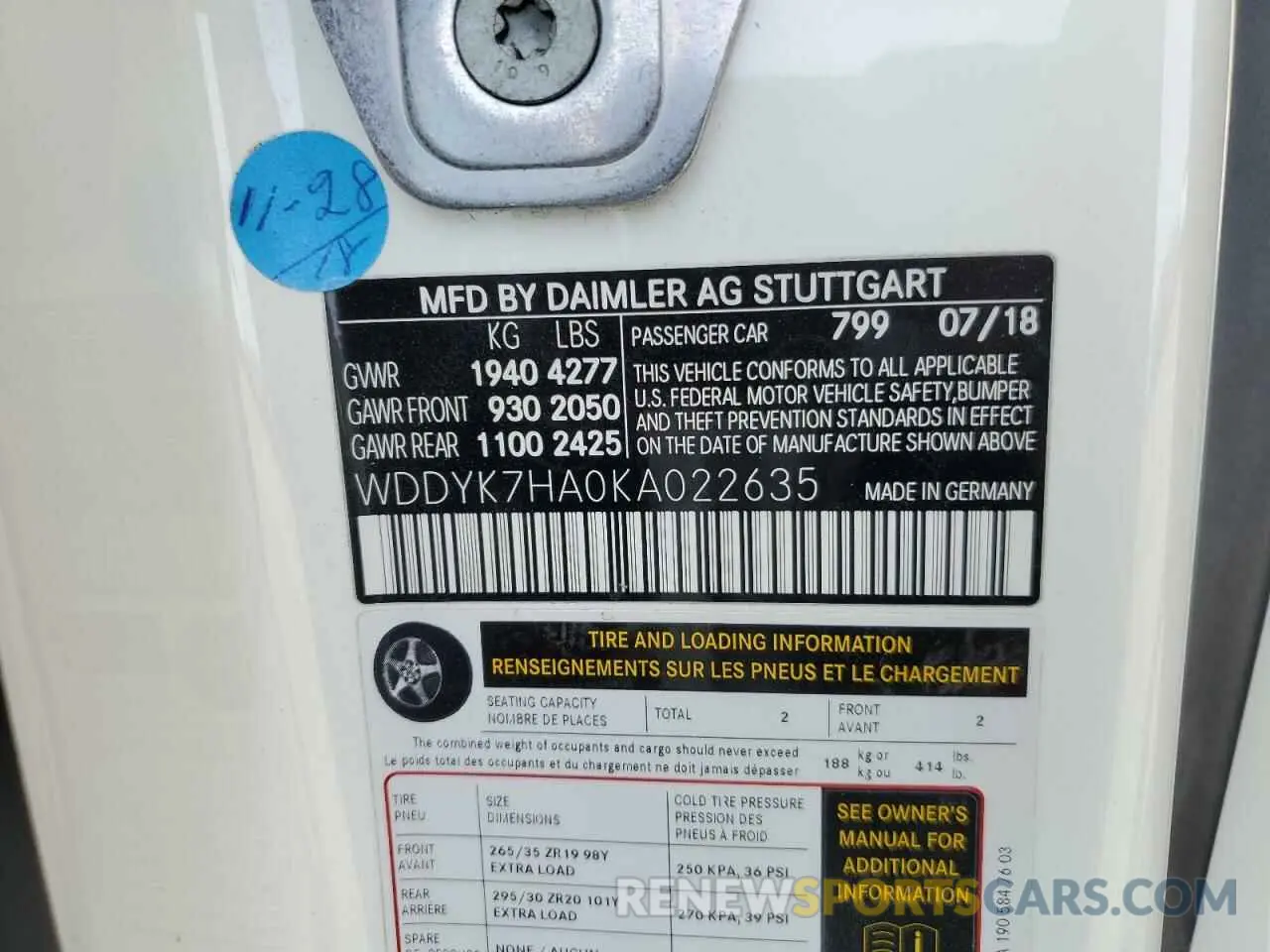 12 Photograph of a damaged car WDDYK7HA0KA022635 MERCEDES-BENZ GT-CLASS 2019