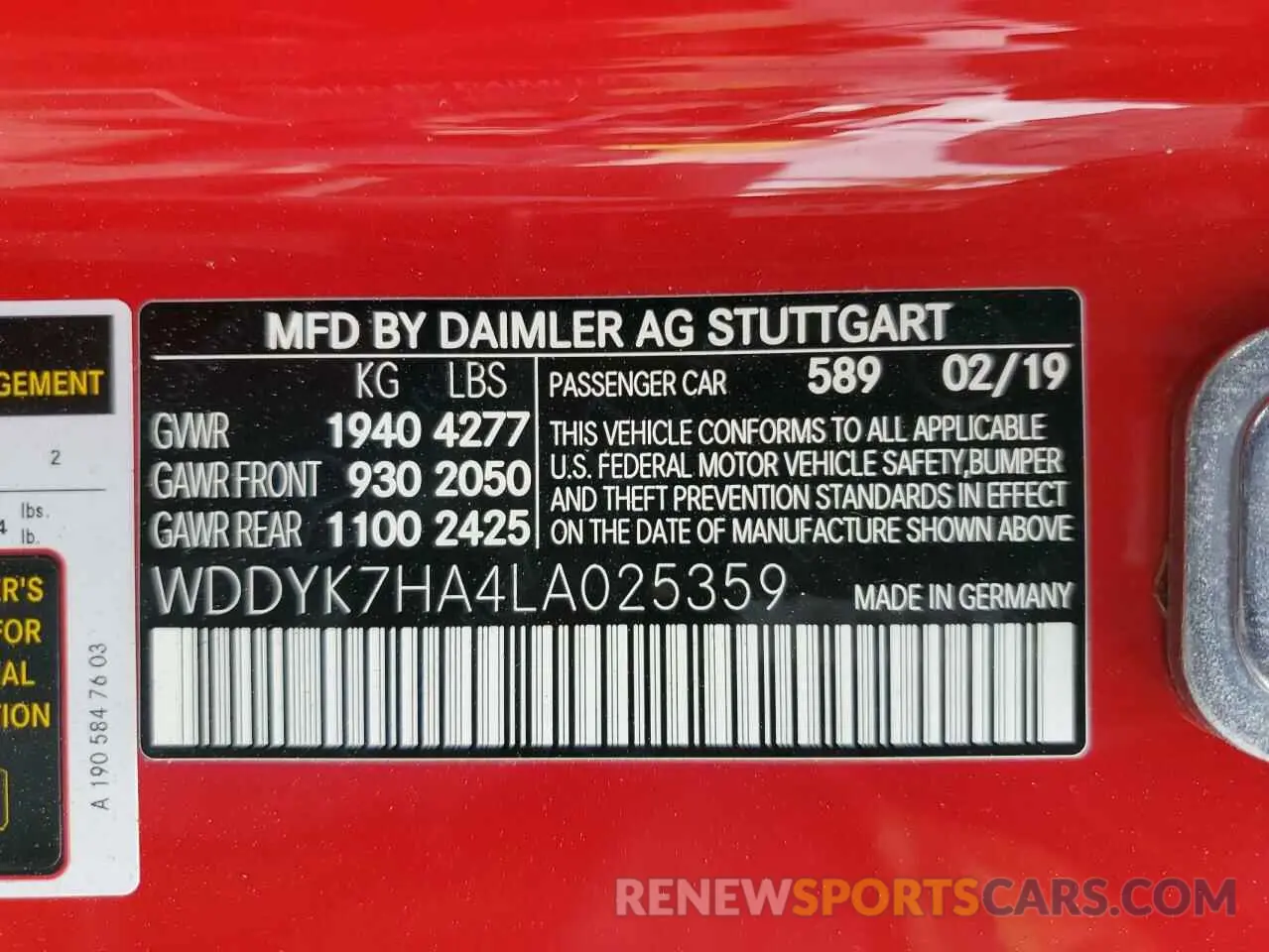13 Photograph of a damaged car WDDYK7HA4LA025359 MERCEDES-BENZ GT-CLASS 2020