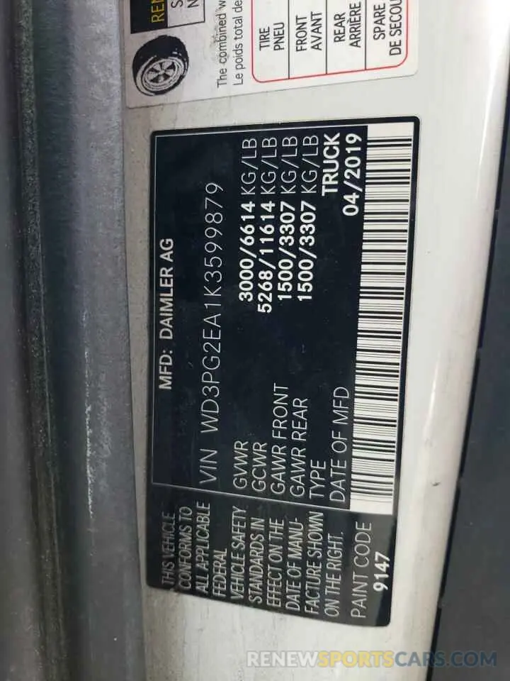 13 Photograph of a damaged car WD3PG2EA1K3599879 MERCEDES-BENZ METRIS 2019
