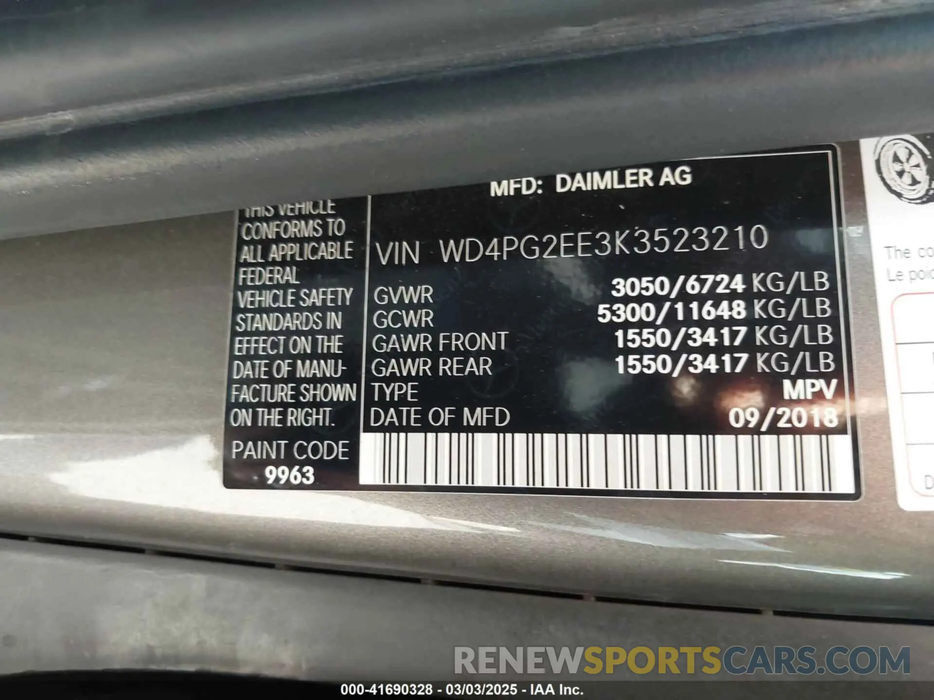 9 Photograph of a damaged car WD4PG2EE3K3523210 MERCEDES-BENZ METRIS 2019