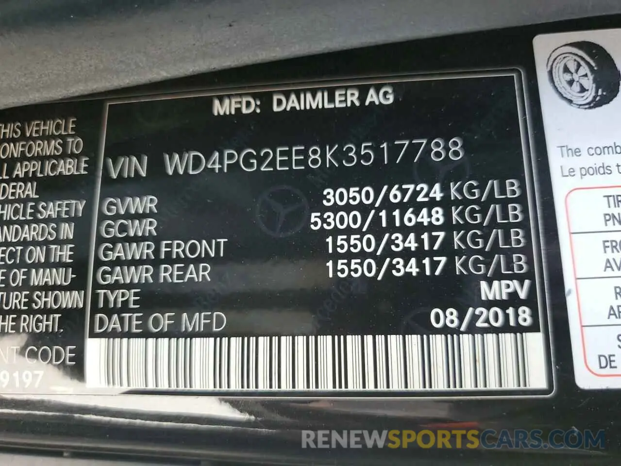 13 Photograph of a damaged car WD4PG2EE8K3517788 MERCEDES-BENZ METRIS 2019