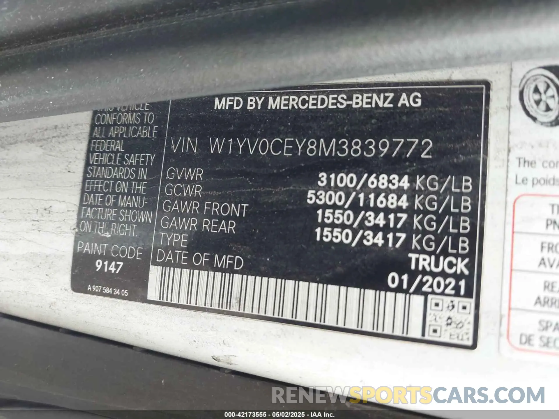 9 Photograph of a damaged car W1YV0CEY8M3839772 MERCEDES-BENZ METRIS 2021