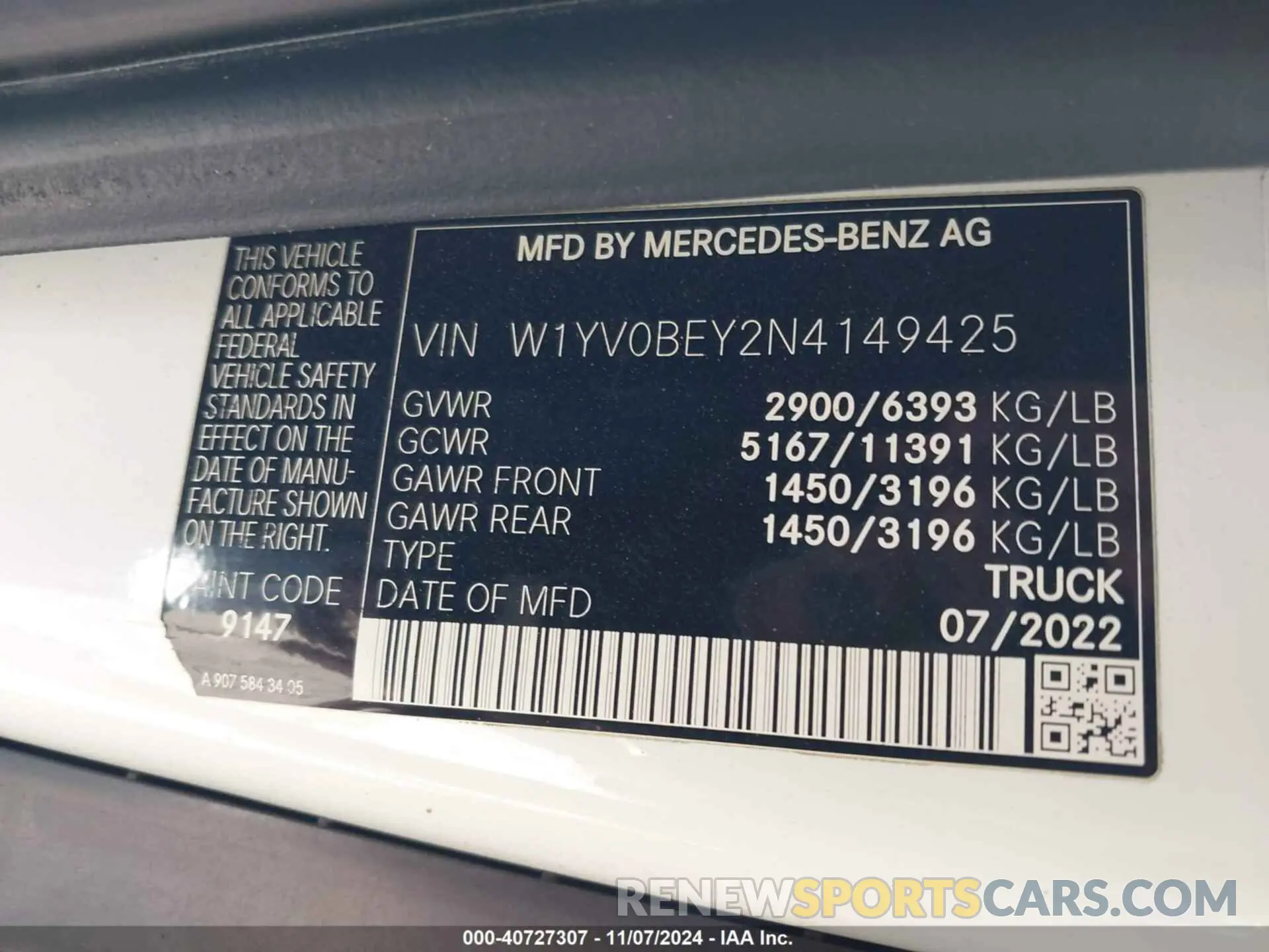 9 Photograph of a damaged car W1YV0BEY2N4149425 MERCEDES-BENZ METRIS 2022