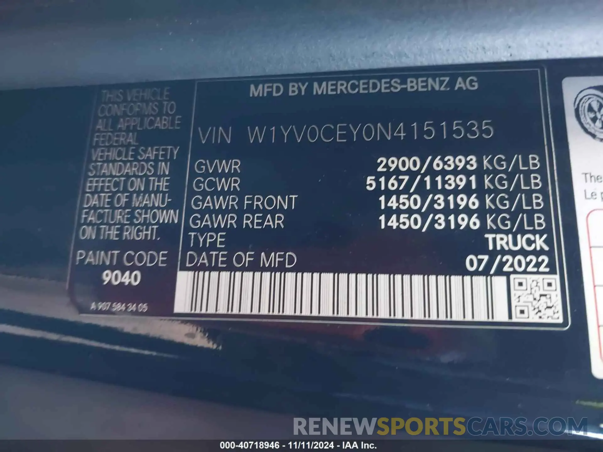 9 Photograph of a damaged car W1YV0CEY0N4151535 MERCEDES-BENZ METRIS 2022