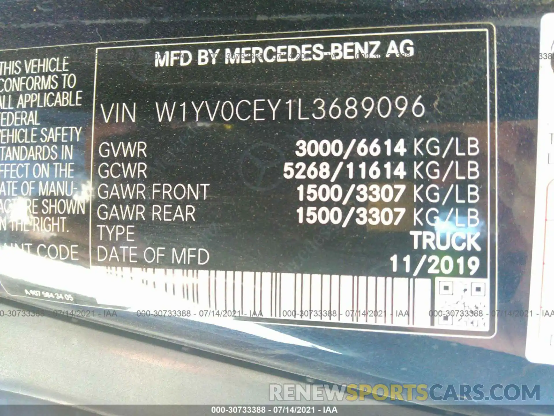 9 Photograph of a damaged car W1YV0CEY1L3689096 MERCEDES-BENZ METRIS CARGO VAN 2020