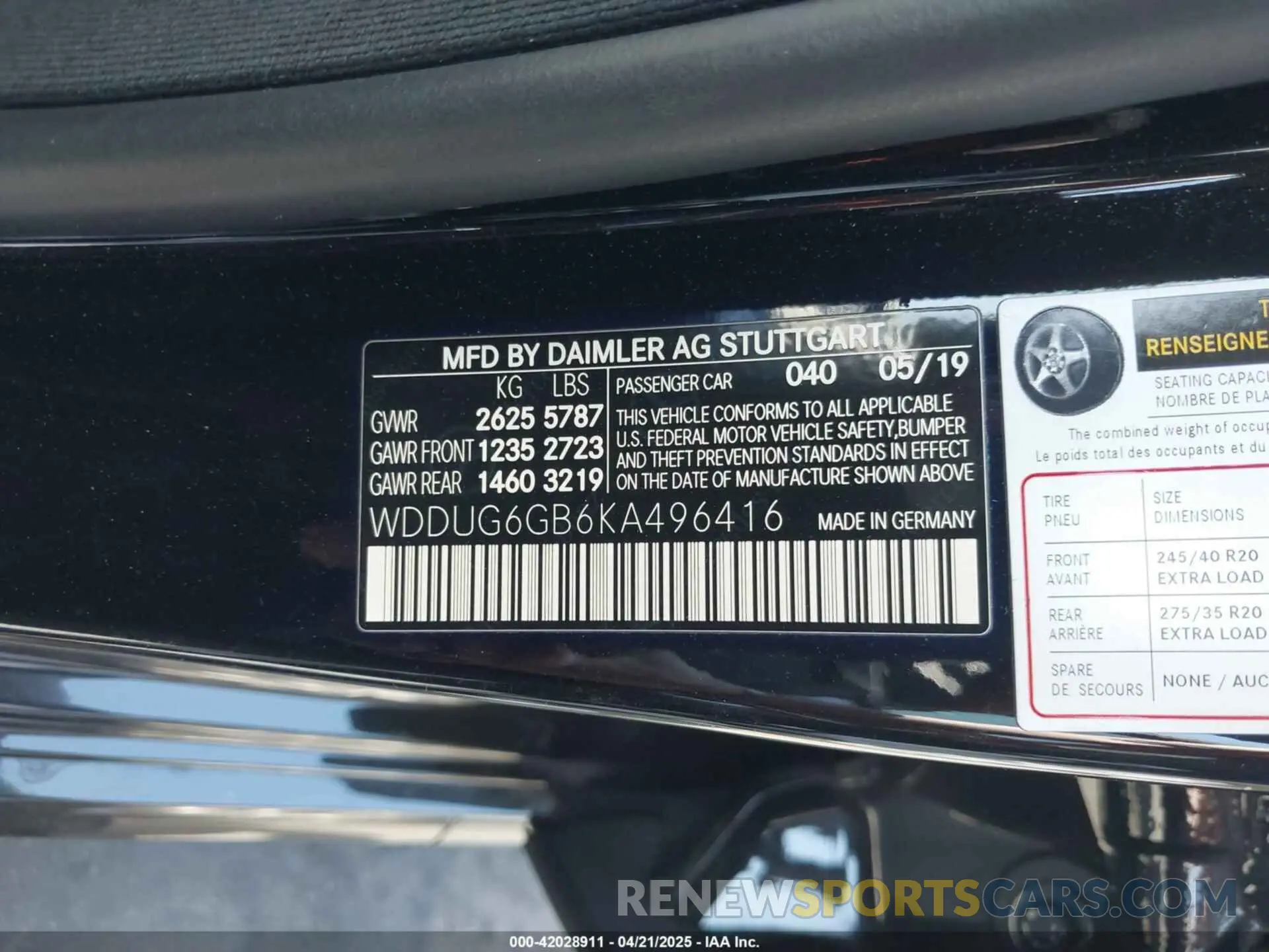 9 Photograph of a damaged car WDDUG6GB6KA496416 MERCEDES-BENZ S 450 2019