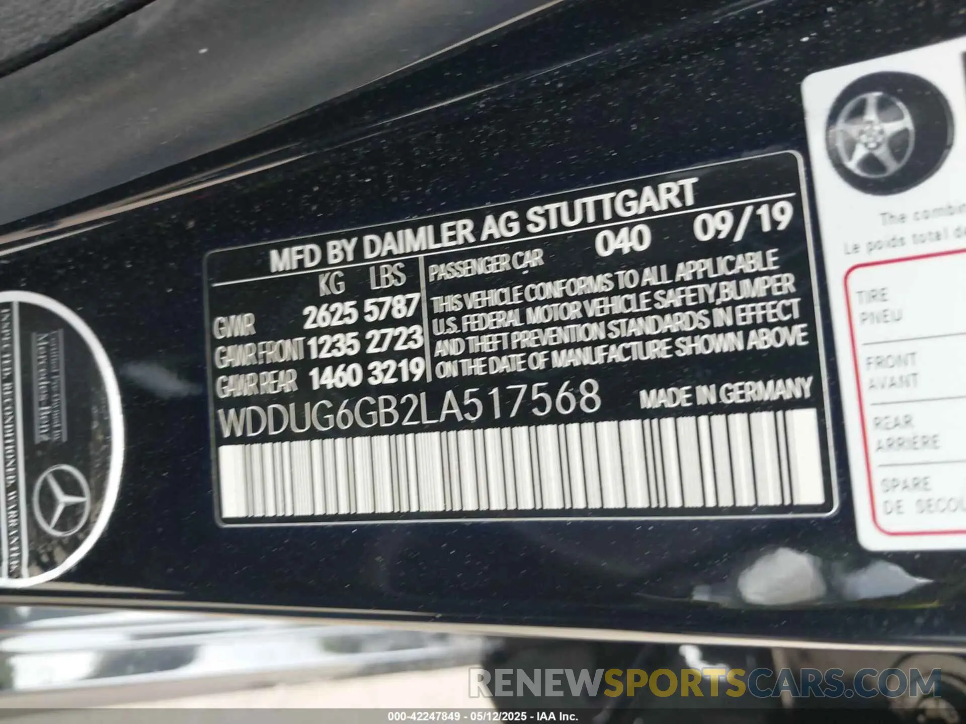9 Photograph of a damaged car WDDUG6GB2LA517568 MERCEDES-BENZ S 450 2020