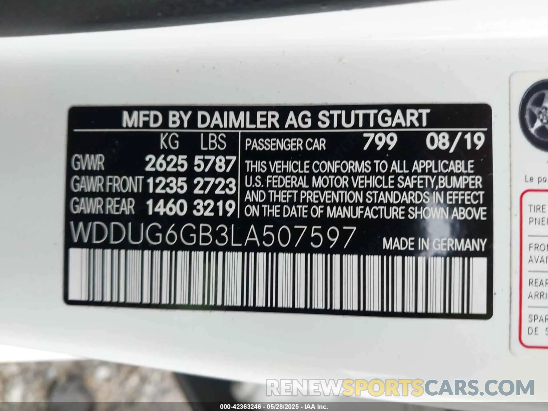 9 Photograph of a damaged car WDDUG6GB3LA507597 MERCEDES-BENZ S 450 2020