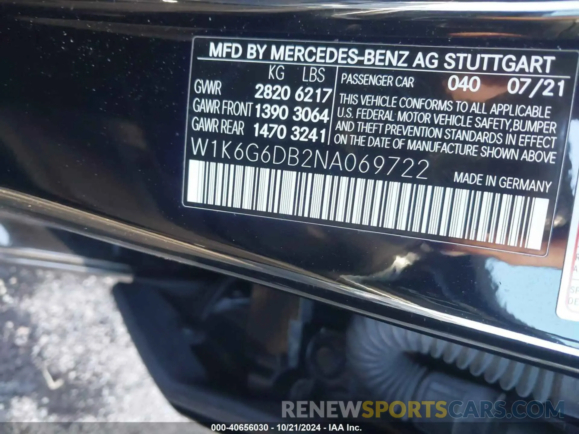 9 Photograph of a damaged car W1K6G6DB2NA069722 MERCEDES-BENZ S 500 2022
