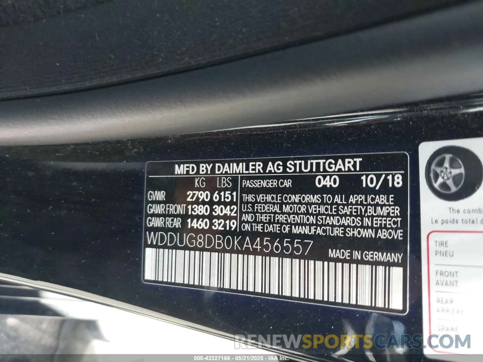 9 Photograph of a damaged car WDDUG8DB0KA456557 MERCEDES-BENZ S 560 2019
