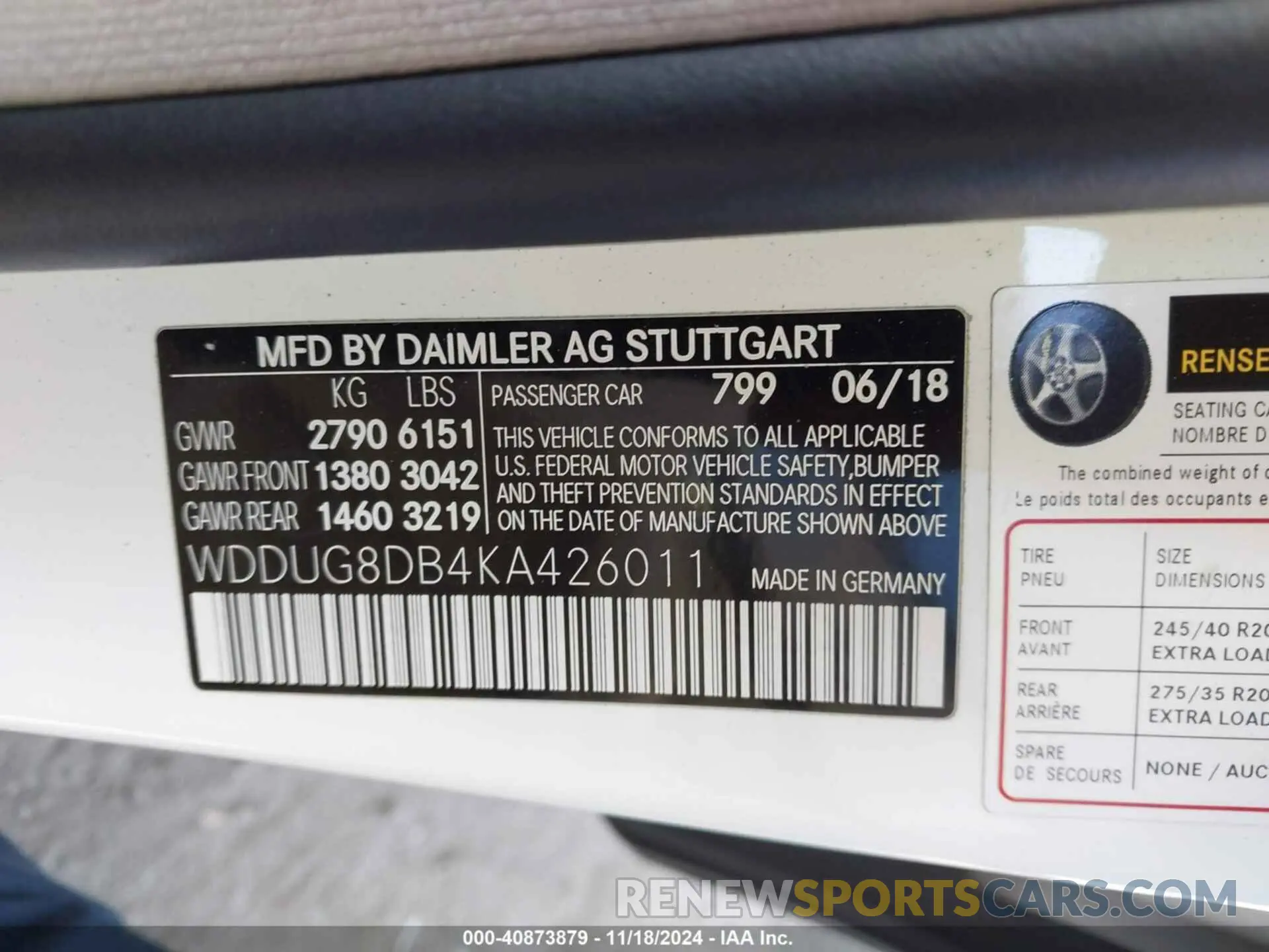 9 Photograph of a damaged car WDDUG8DB4KA426011 MERCEDES-BENZ S 560 2019