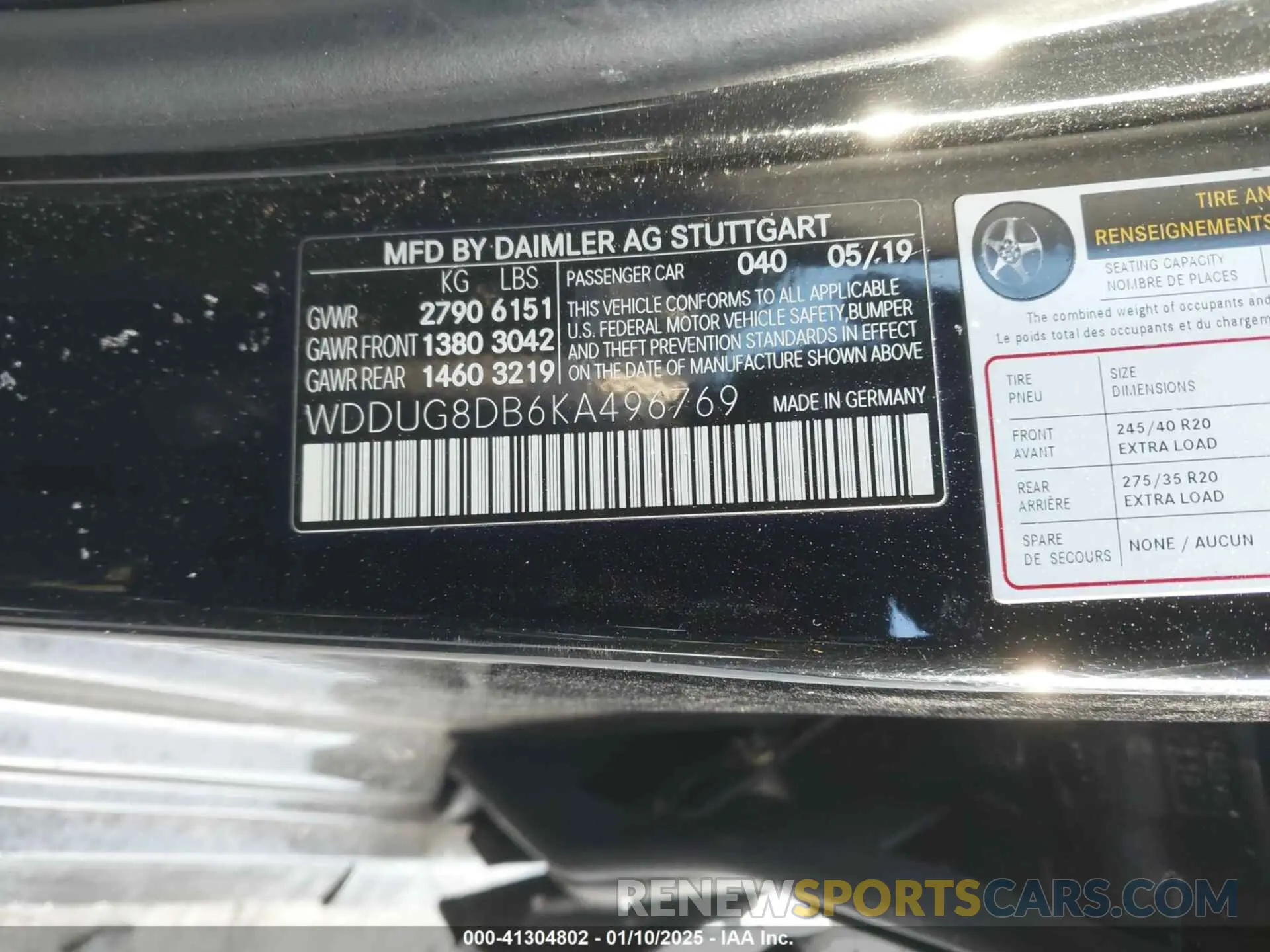 9 Photograph of a damaged car WDDUG8DB6KA496769 MERCEDES-BENZ S 560 2019