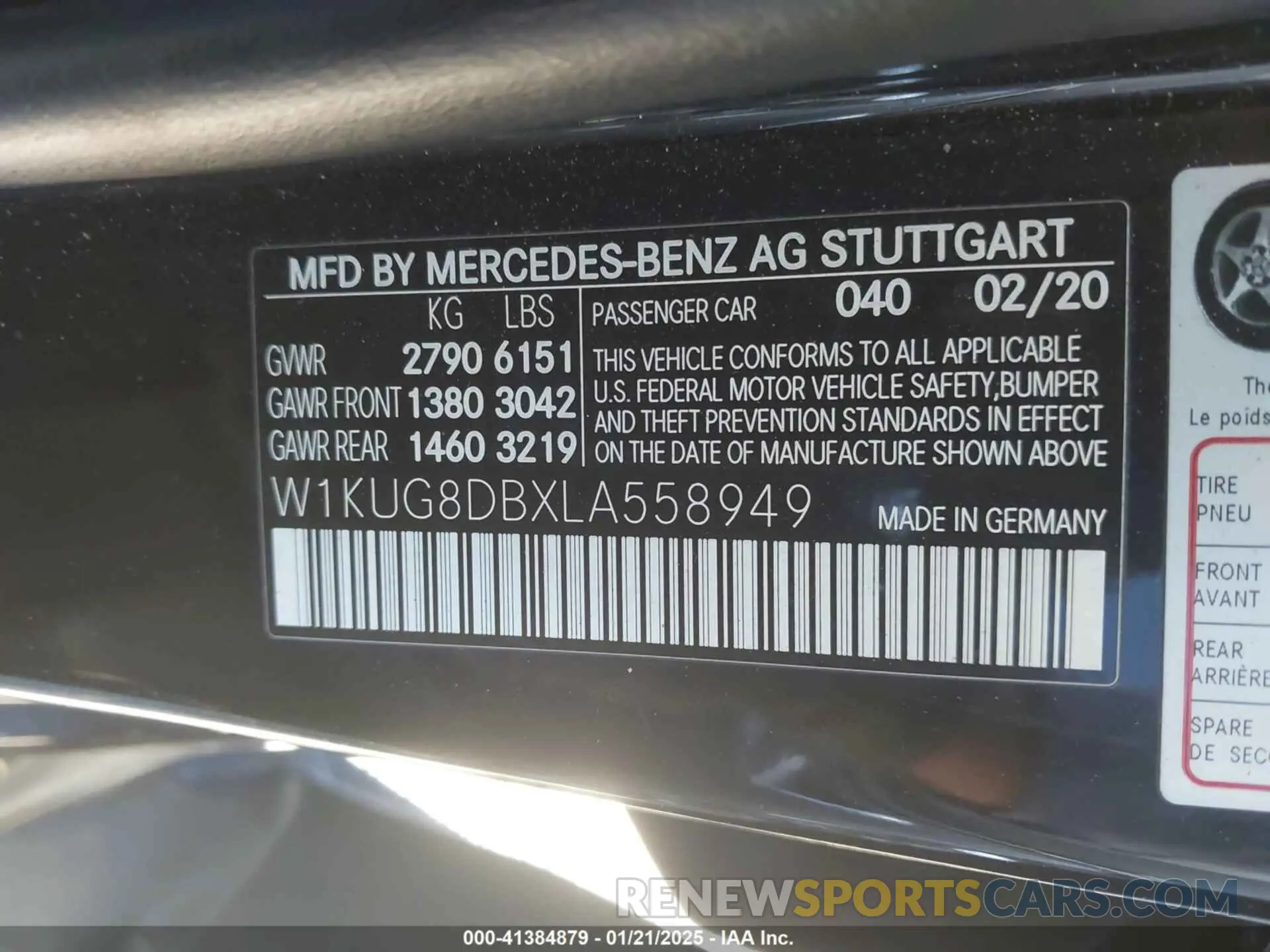 9 Photograph of a damaged car W1KUG8DBXLA558949 MERCEDES-BENZ S 560 2020