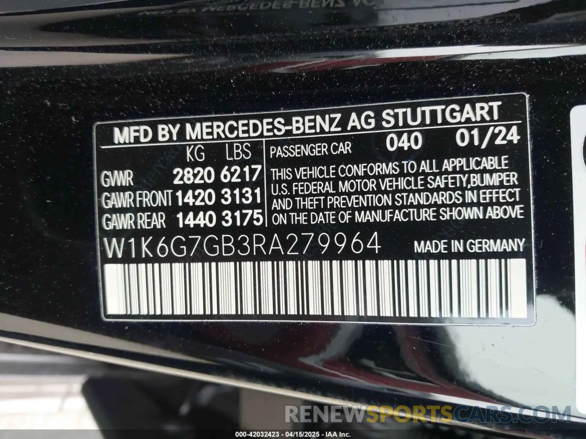 9 Photograph of a damaged car W1K6G7GB3RA279964 MERCEDES-BENZ S 580 2024