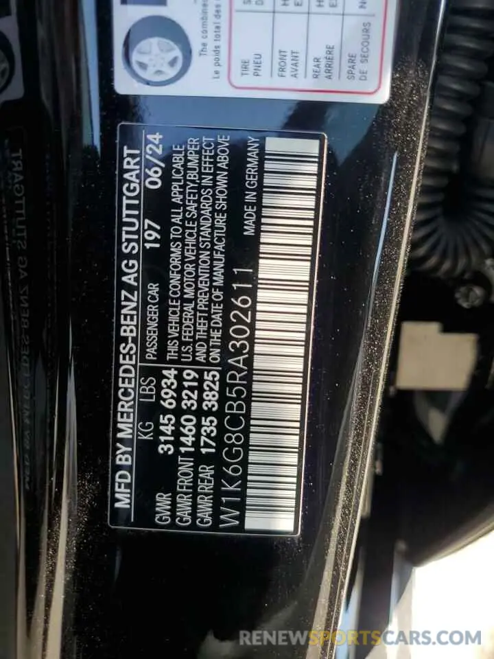 12 Photograph of a damaged car W1K6G8CB5RA302611 MERCEDES-BENZ S 63 E PER 2024