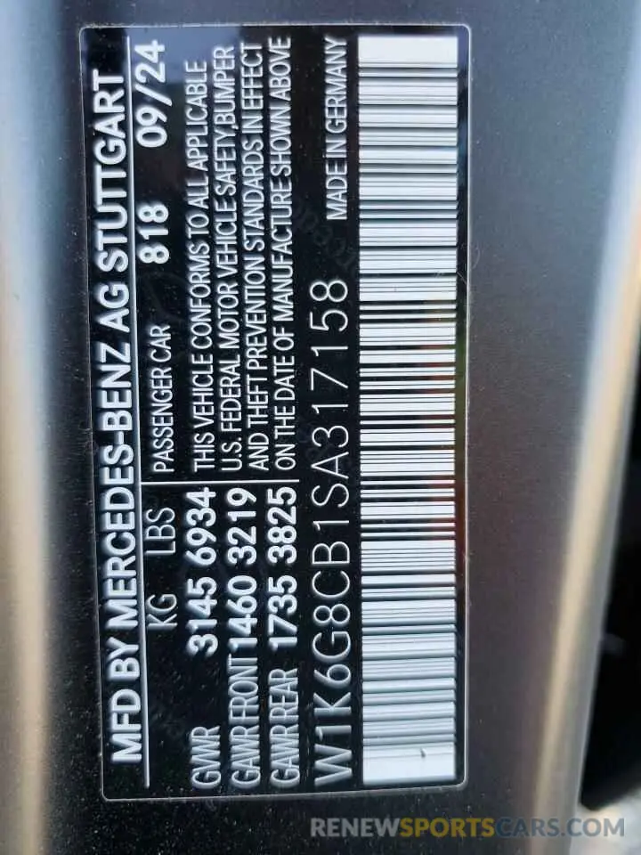 13 Photograph of a damaged car W1K6G8CB1SA317158 MERCEDES-BENZ S 63 E PER 2025