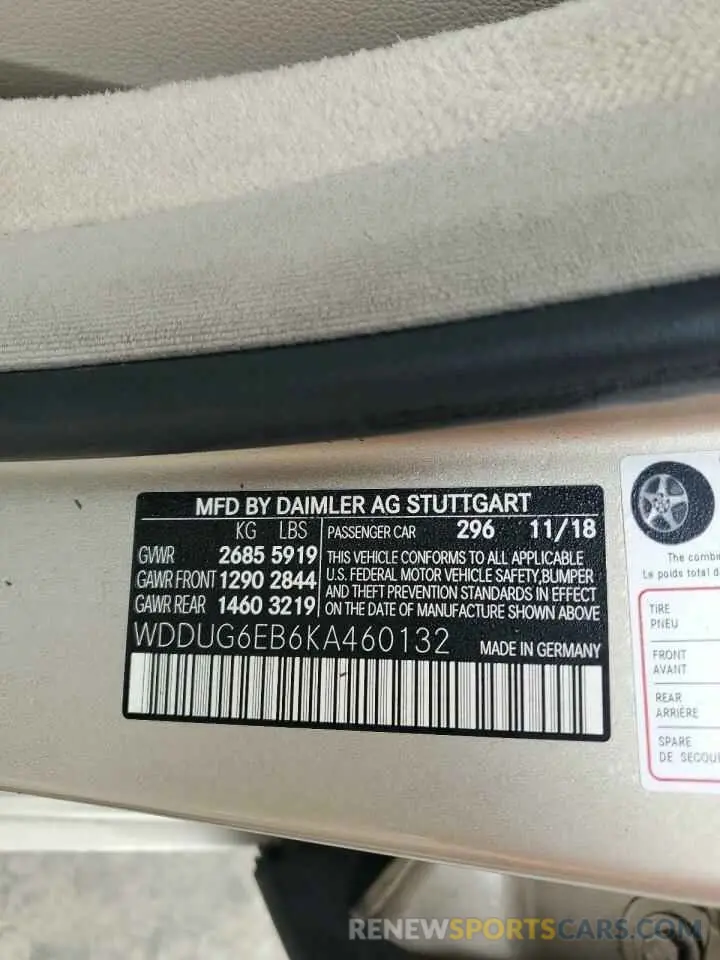 14 Photograph of a damaged car WDDUG6EB6KA460132 MERCEDES-BENZ S-CLASS 2019