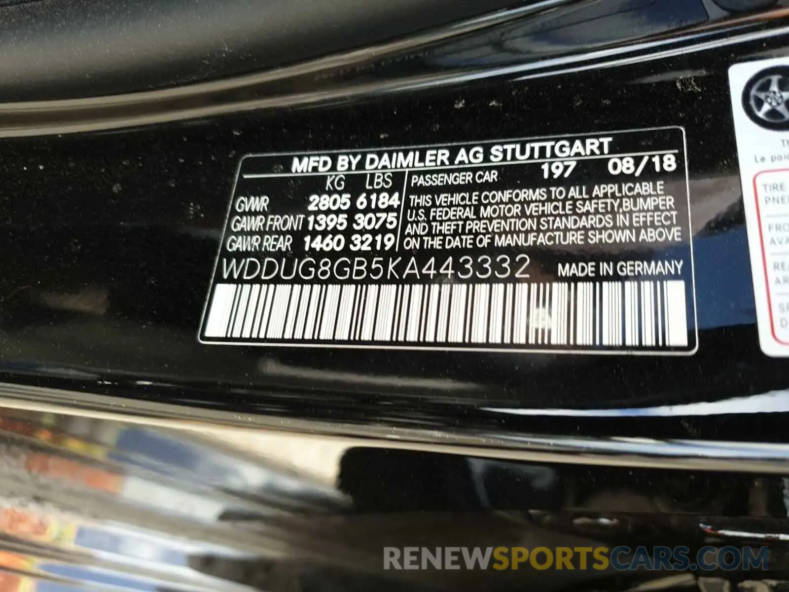 10 Photograph of a damaged car WDDUG8GB5KA443332 MERCEDES-BENZ S CLASS 2019