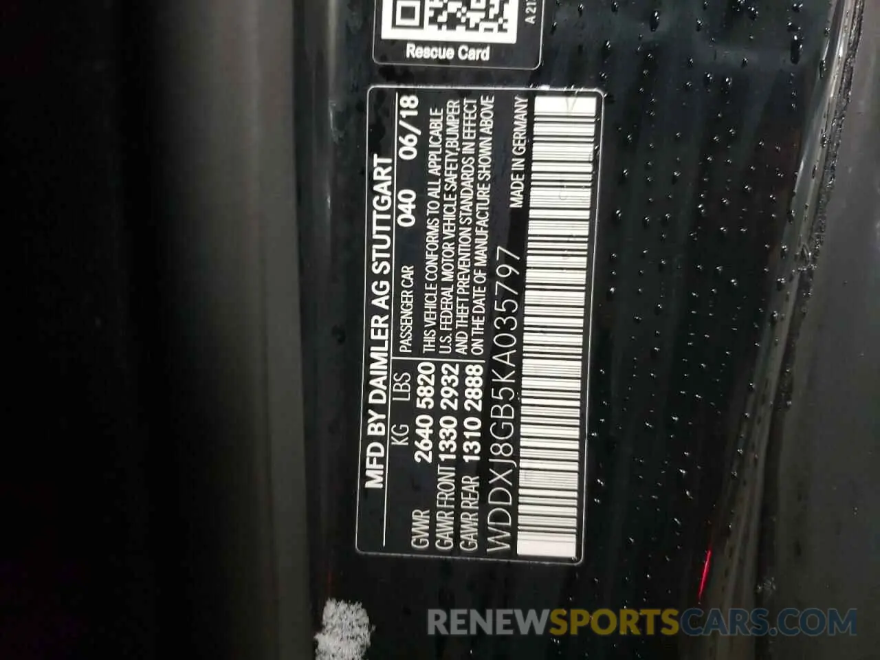 13 Photograph of a damaged car WDDXJ8GB5KA035797 MERCEDES-BENZ S-CLASS 2019