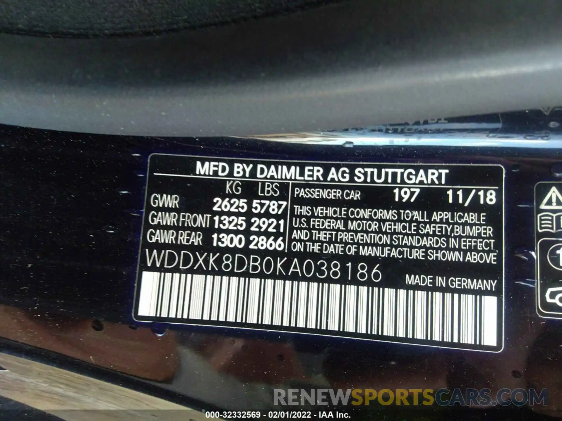 9 Photograph of a damaged car WDDXK8DB0KA038186 MERCEDES-BENZ S-CLASS 2019