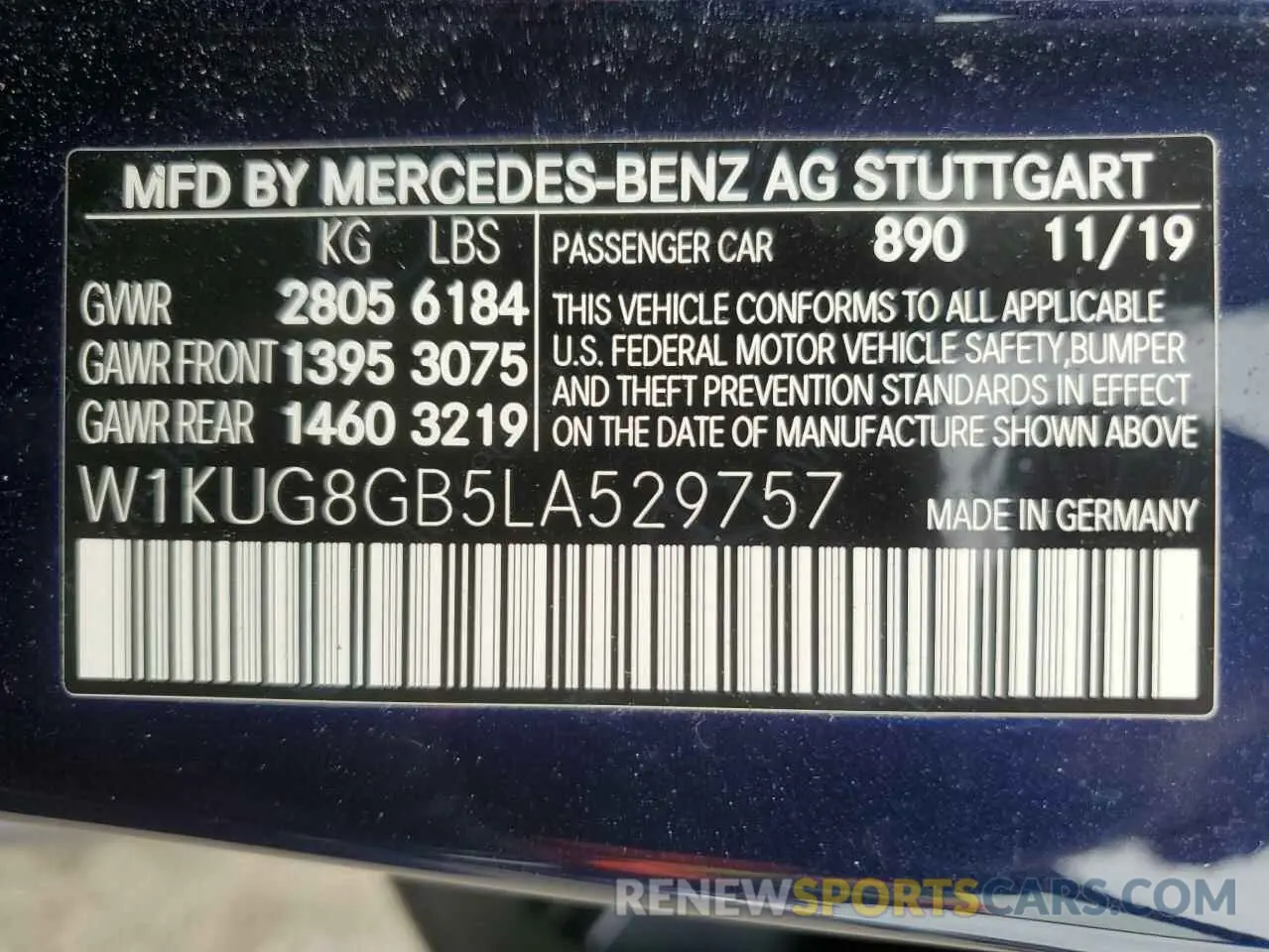 13 Photograph of a damaged car W1KUG8GB5LA529757 MERCEDES-BENZ S-CLASS 2020