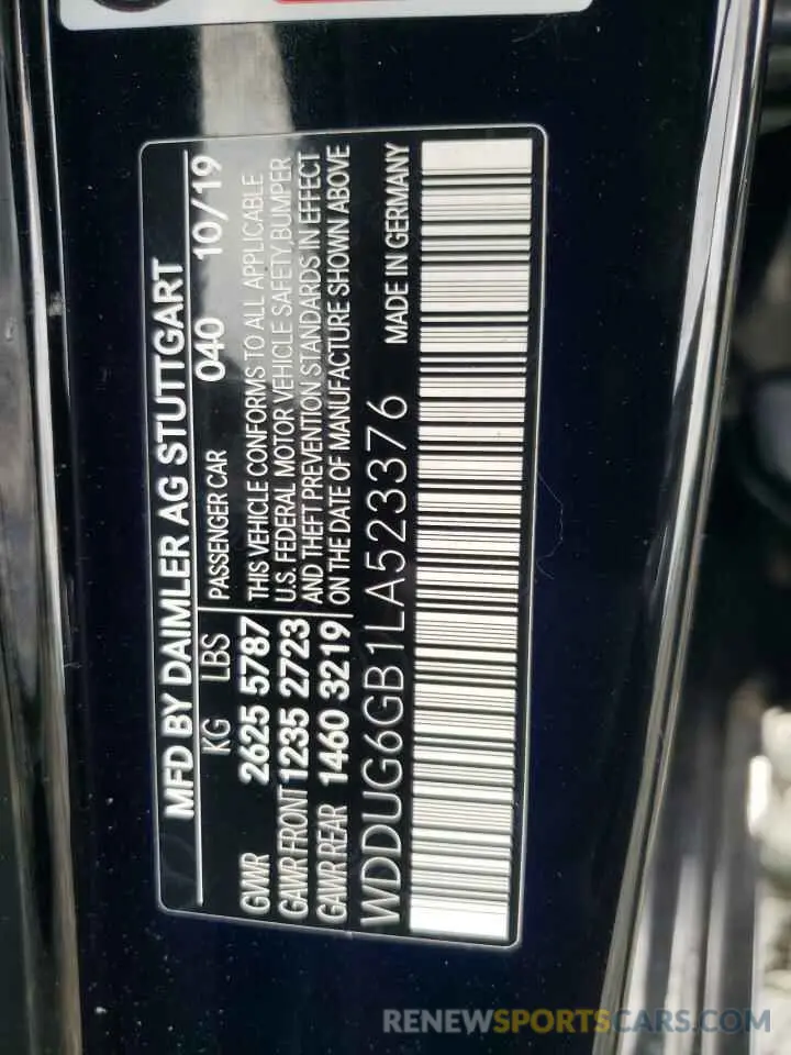 12 Photograph of a damaged car WDDUG6GB1LA523376 MERCEDES-BENZ S-CLASS 2020