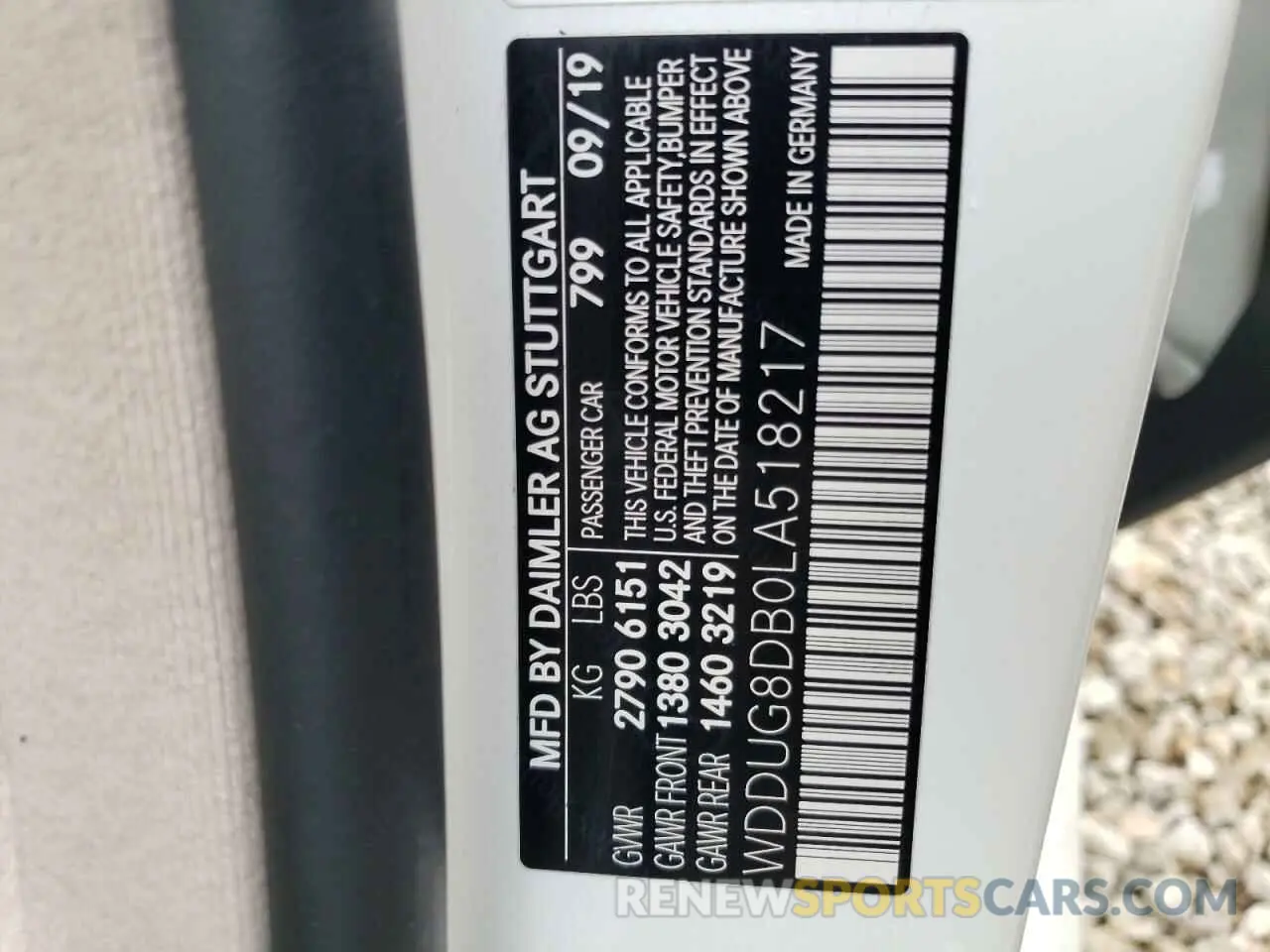 10 Photograph of a damaged car WDDUG8DB0LA518217 MERCEDES-BENZ S-CLASS 2020