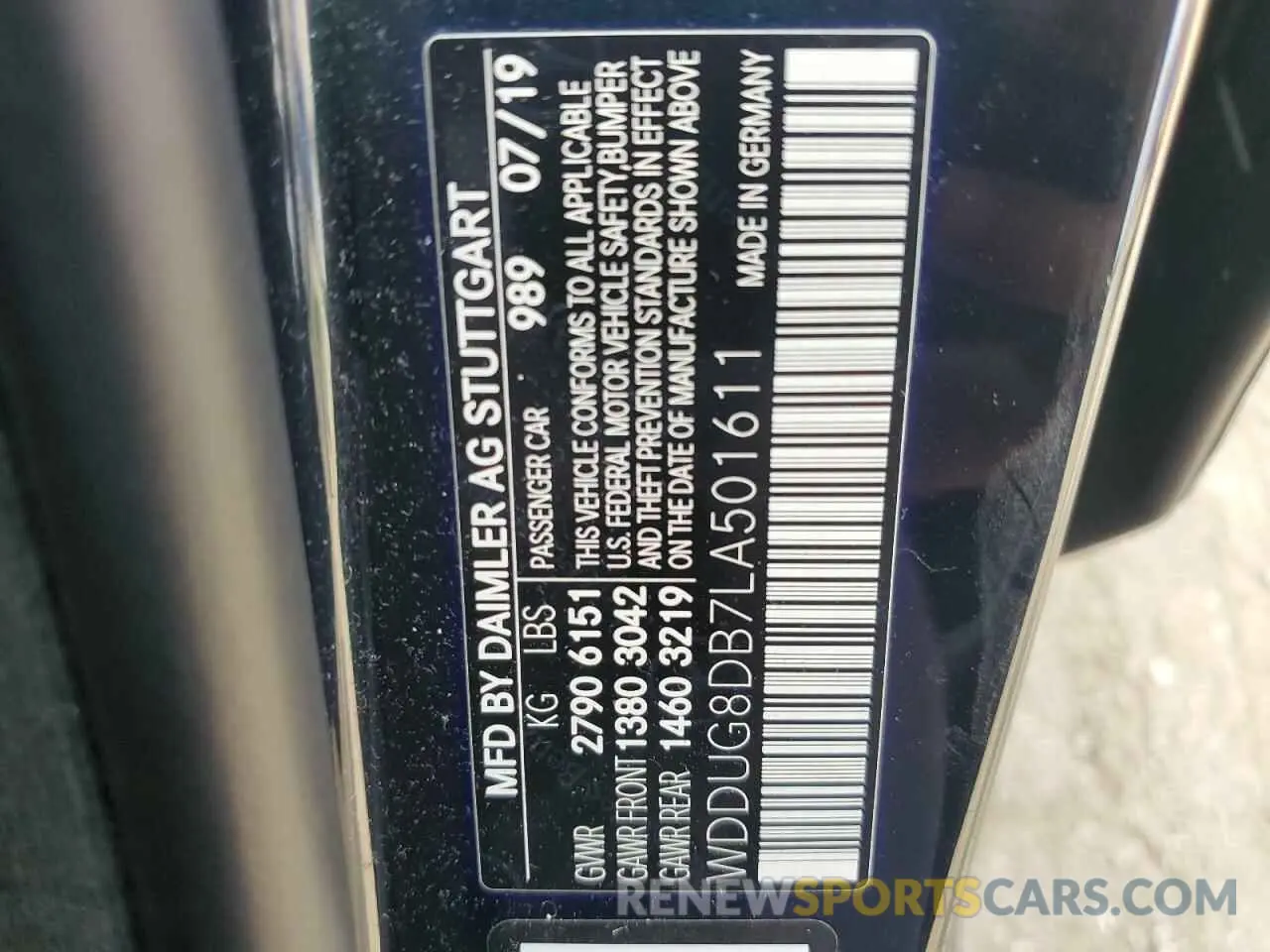 12 Photograph of a damaged car WDDUG8DB7LA501611 MERCEDES-BENZ S-CLASS 2020